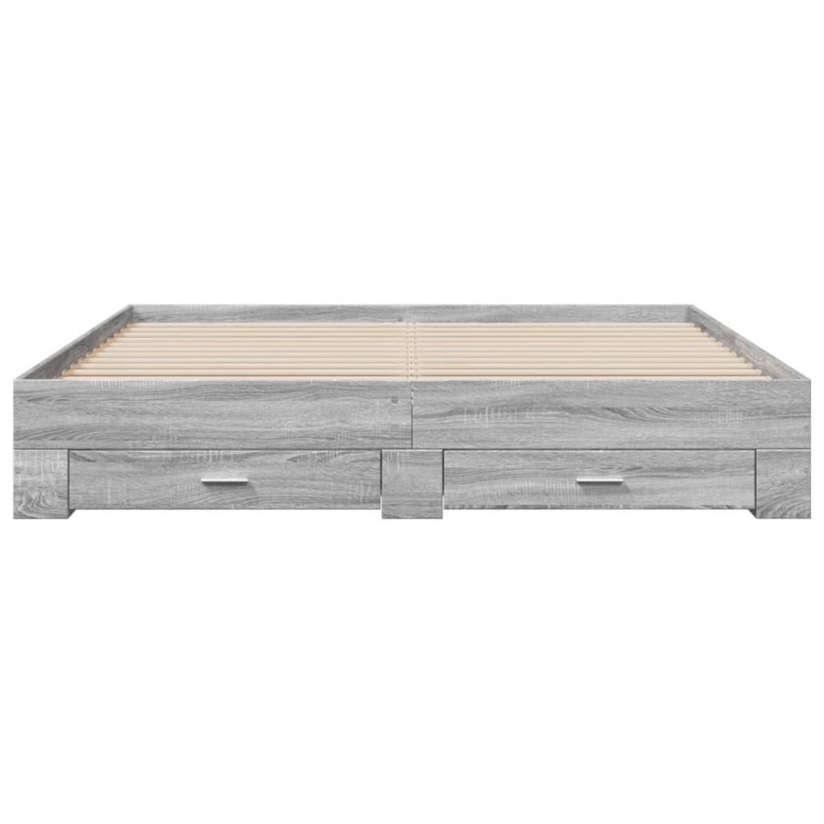 VIDAXL Cadre de lit avec tiroirs sans matelas sonoma gris 200x200 cm
