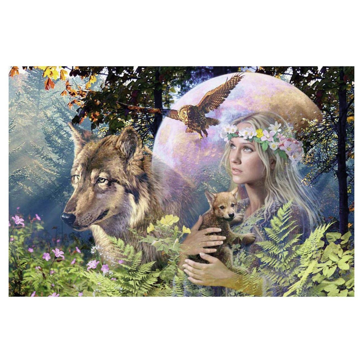 RAVENSBURGER Puzzle 3000 pièces Loups au clair de lune