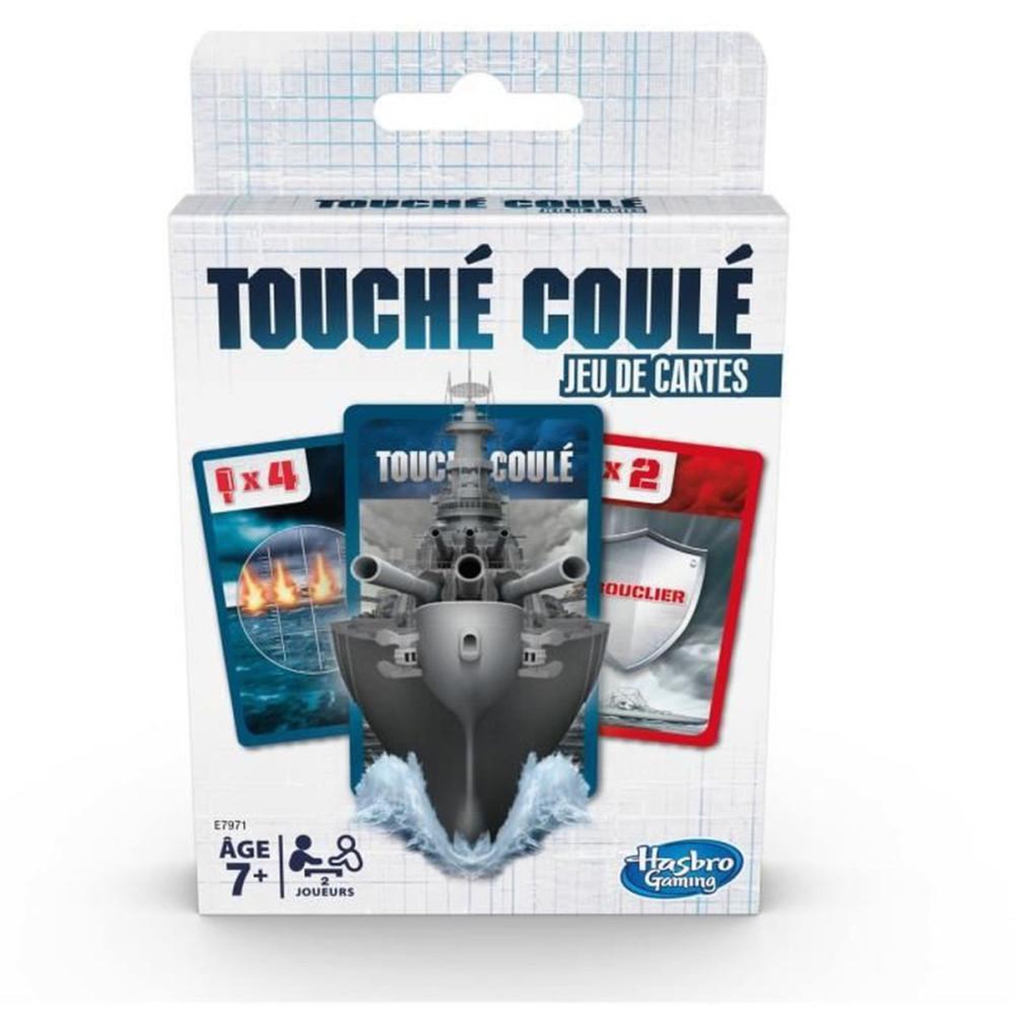 HASBRO Jeu de cartes stratégie Touché Coulé Battleship multicolore, 2 joueurs, 80 cartes, dès 7 ans