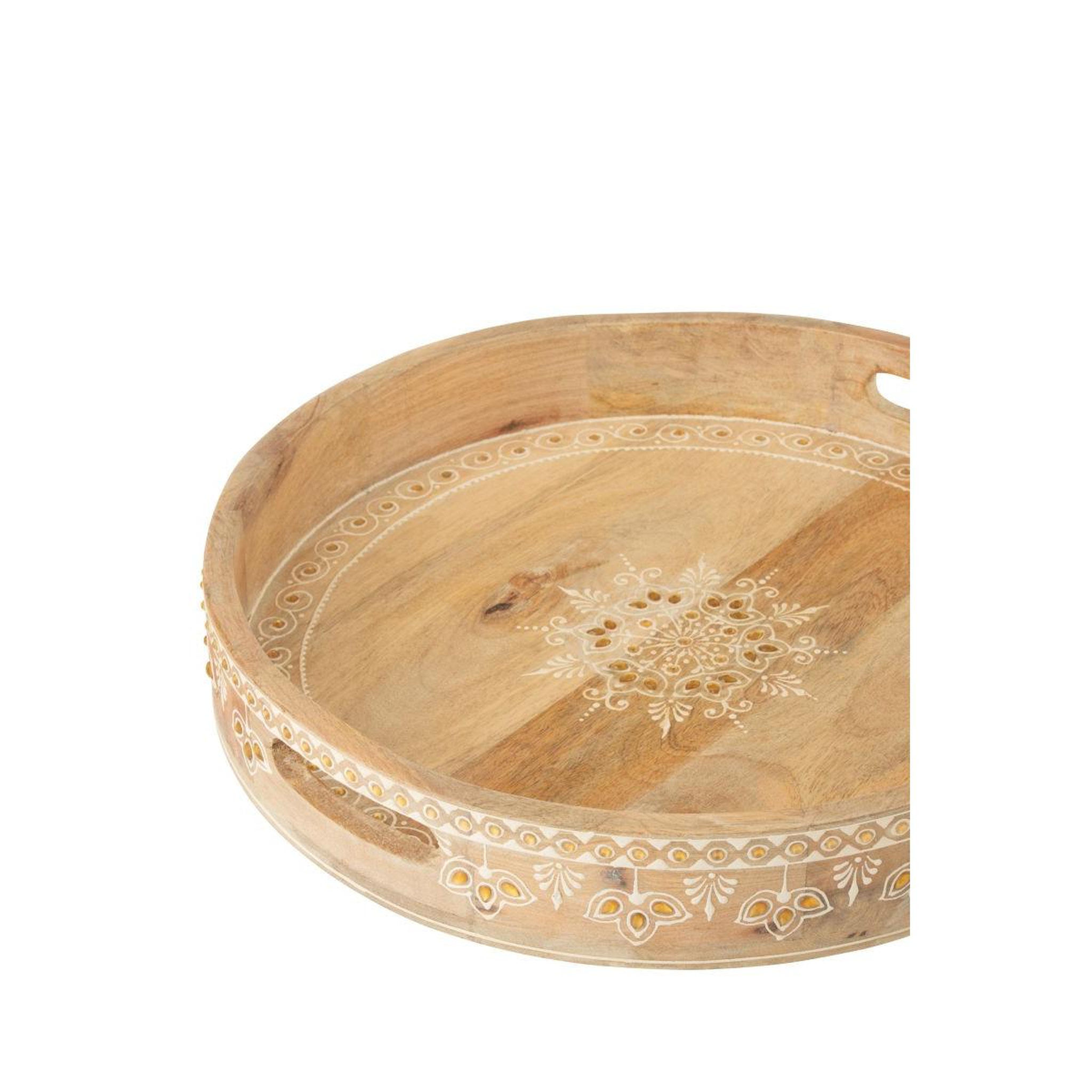 Voir la diapositive 6 : J-LINE Lot de 2 plateaux en bois  perle du sahara  40cm naturel