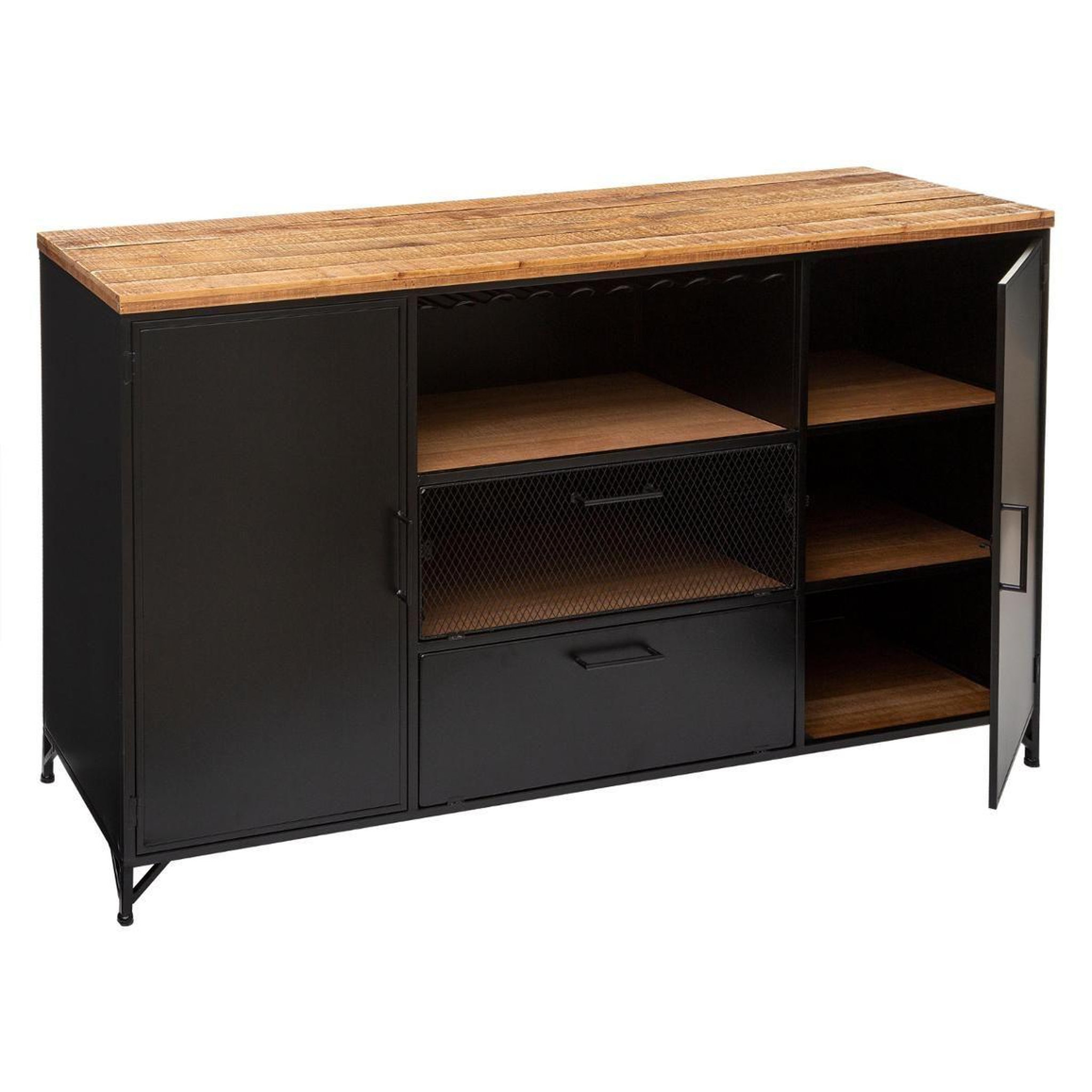 Voir la diapositive 2 : ATMOSPHERA Buffet 2 portes & 2 niveaux  cierna  140cm noir
