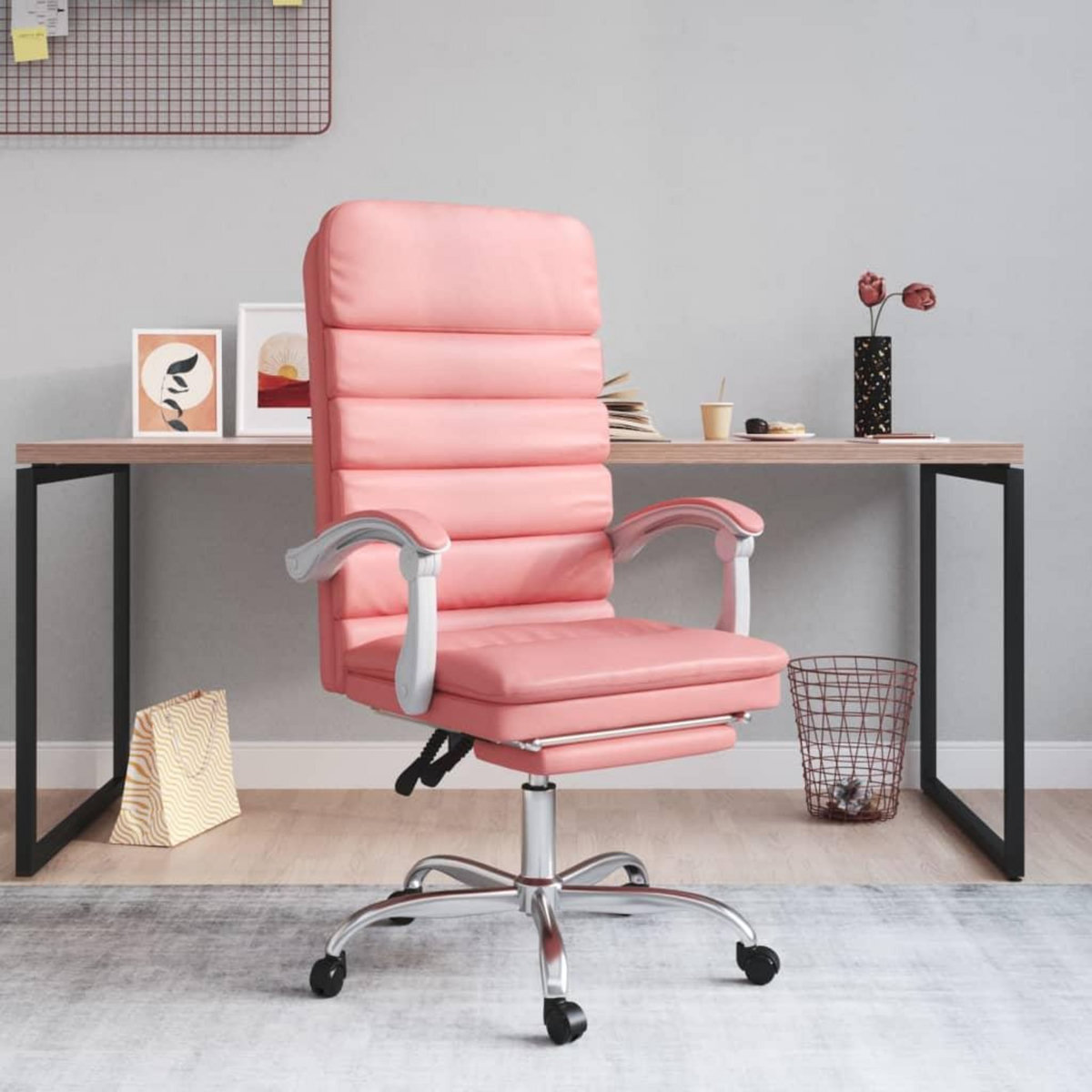 VIDAXL Fauteuil de massage inclinable de bureau Rose Similicuir
