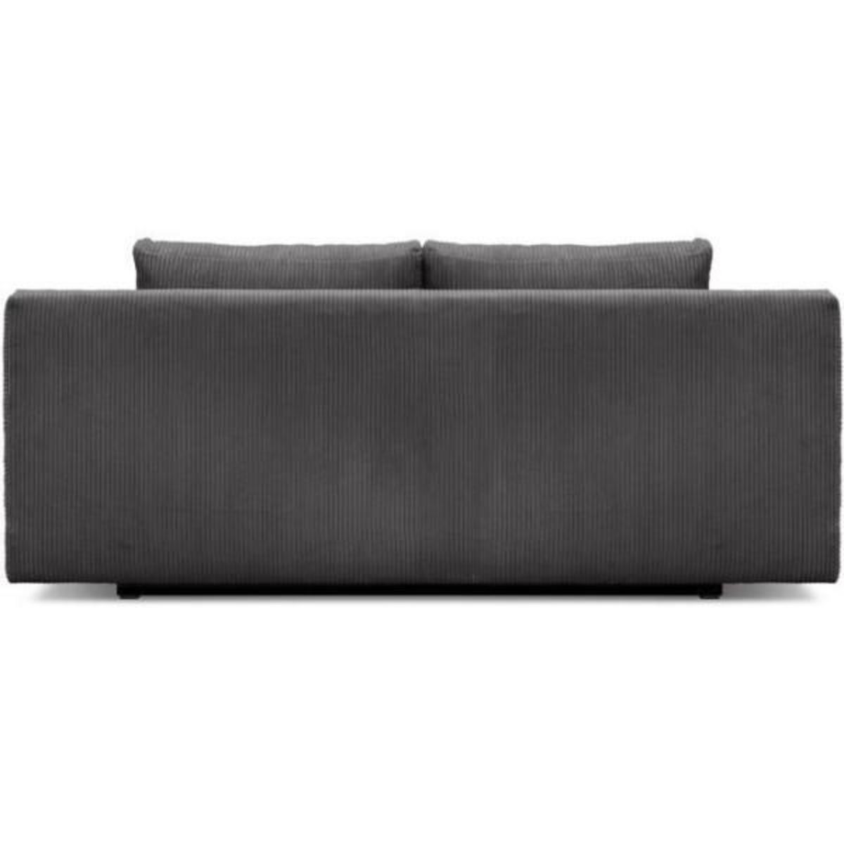 MARKET24 Banquette convertible 3 places MIKA - Velours côtelé gris foncé - Coffre de rangement - L 192 x H 84 x P 93 cm