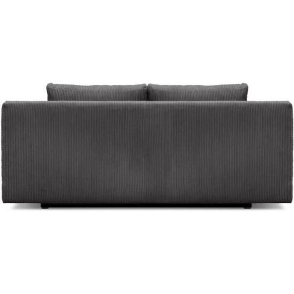 MARKET24 Banquette convertible 3 places MIKA - Velours côtelé gris foncé - Coffre de rangement - L 192 x H 84 x P 93 cm