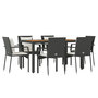 Voir la diapositive 3 : VIDAXL Ensemble a manger de jardin coussins 7pcs Noir Resine tressee