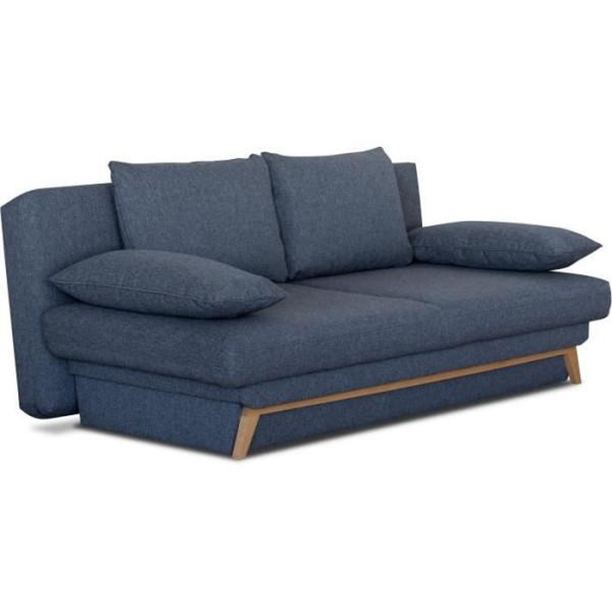 Voir la diapositive 6 : Banquette convertible - 3 places - NAOTO - Tissu bleu foncé - Coffre de rangement - 202 x 98 x 98 cm
