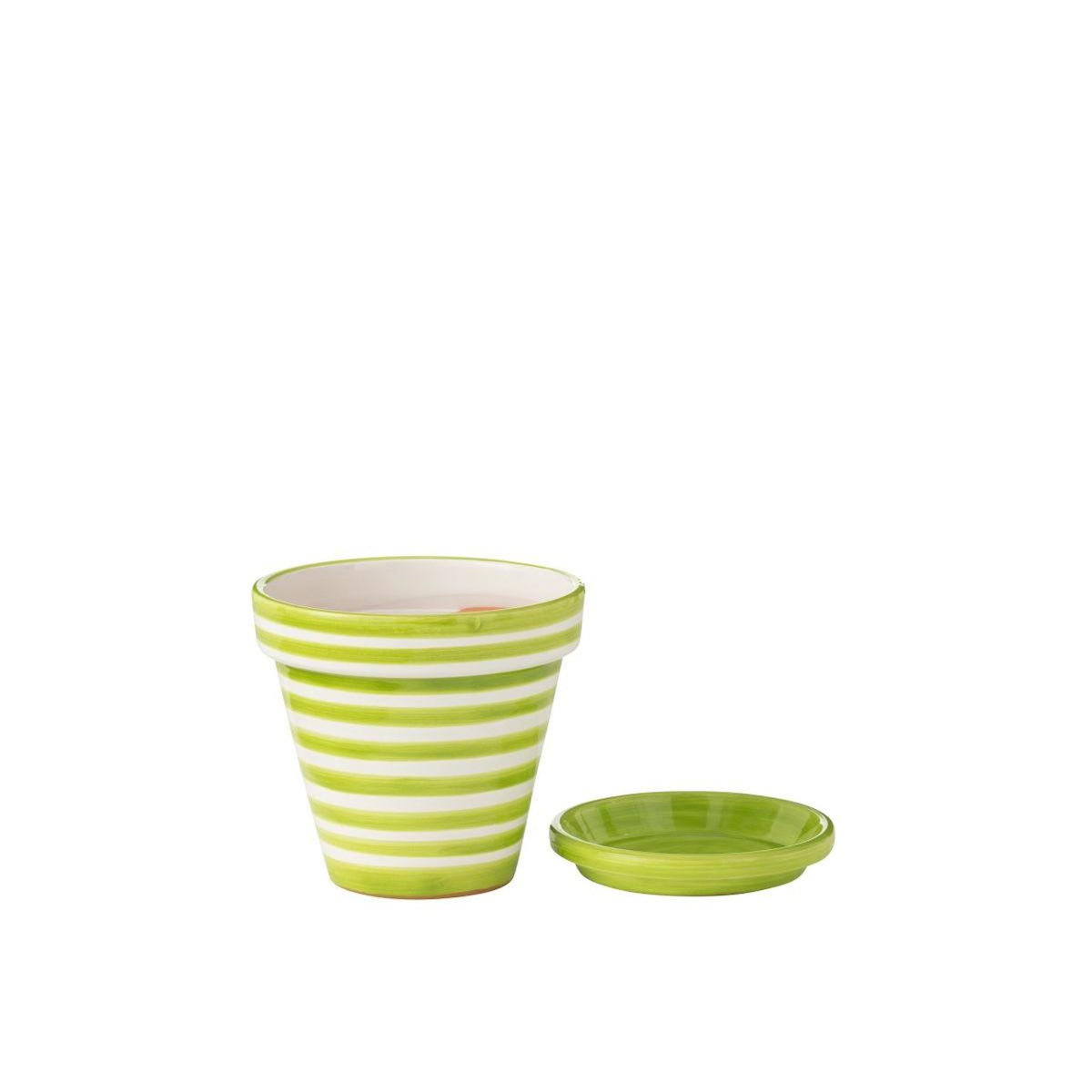 Paris Prix Pot Avec Soucoupe en Céramique  Granada Rayure  27cm Vert