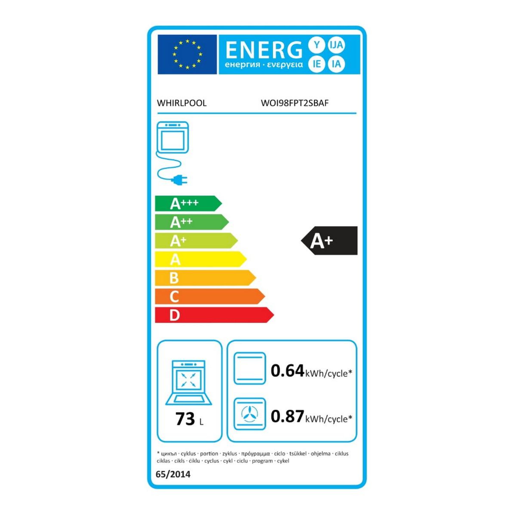 Voir la diapositive 2 : Whirlpool Four intégrable 73l 60cm pyrolyse noir - woi98fpt2sbaf