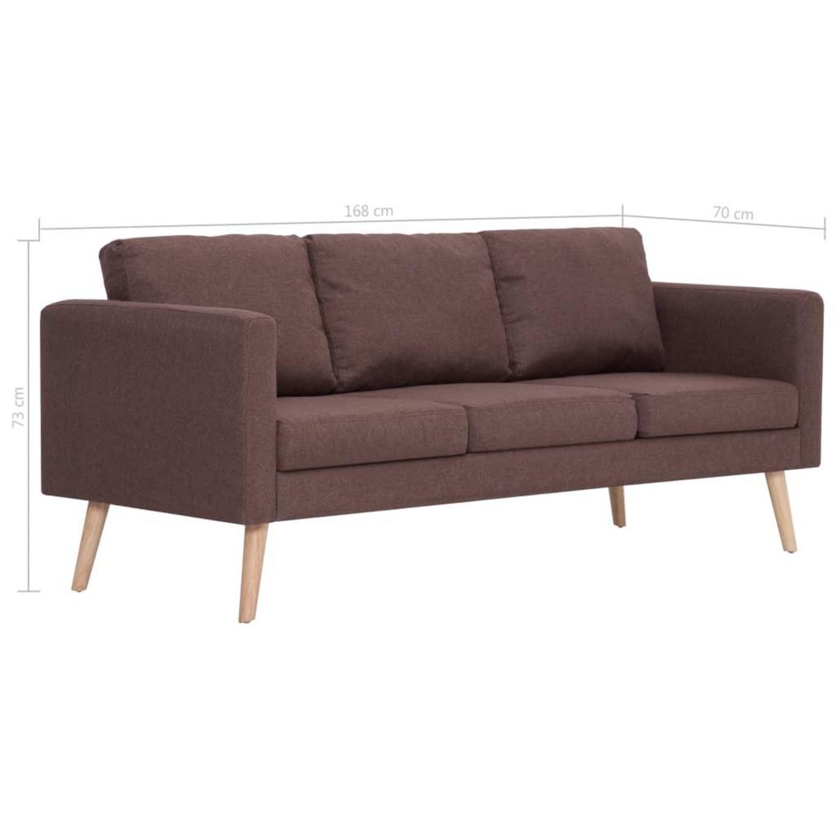 VIDAXL Canape a 3 places tissu marron