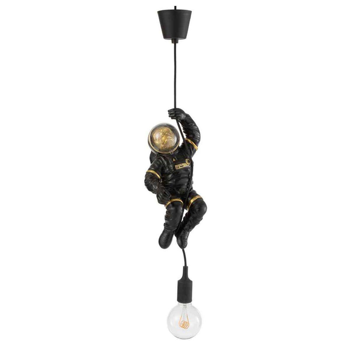 Paris Prix Lampe Suspension  Singe Astronaute  37cm Noir & Or