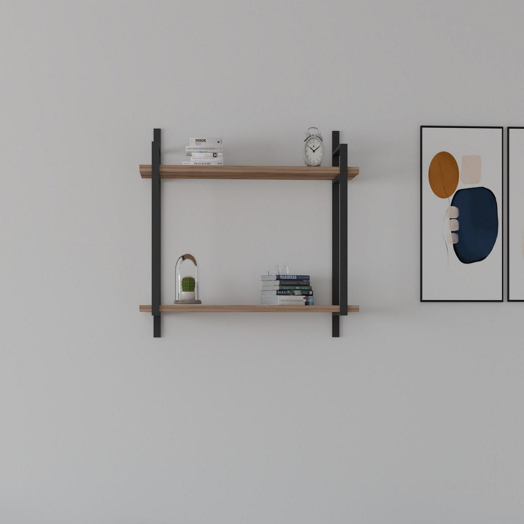 Voir la diapositive 2 : Habitat et Jardin Étagère murale en bois  abat  - 90 x 22 x 60 cm - noyer