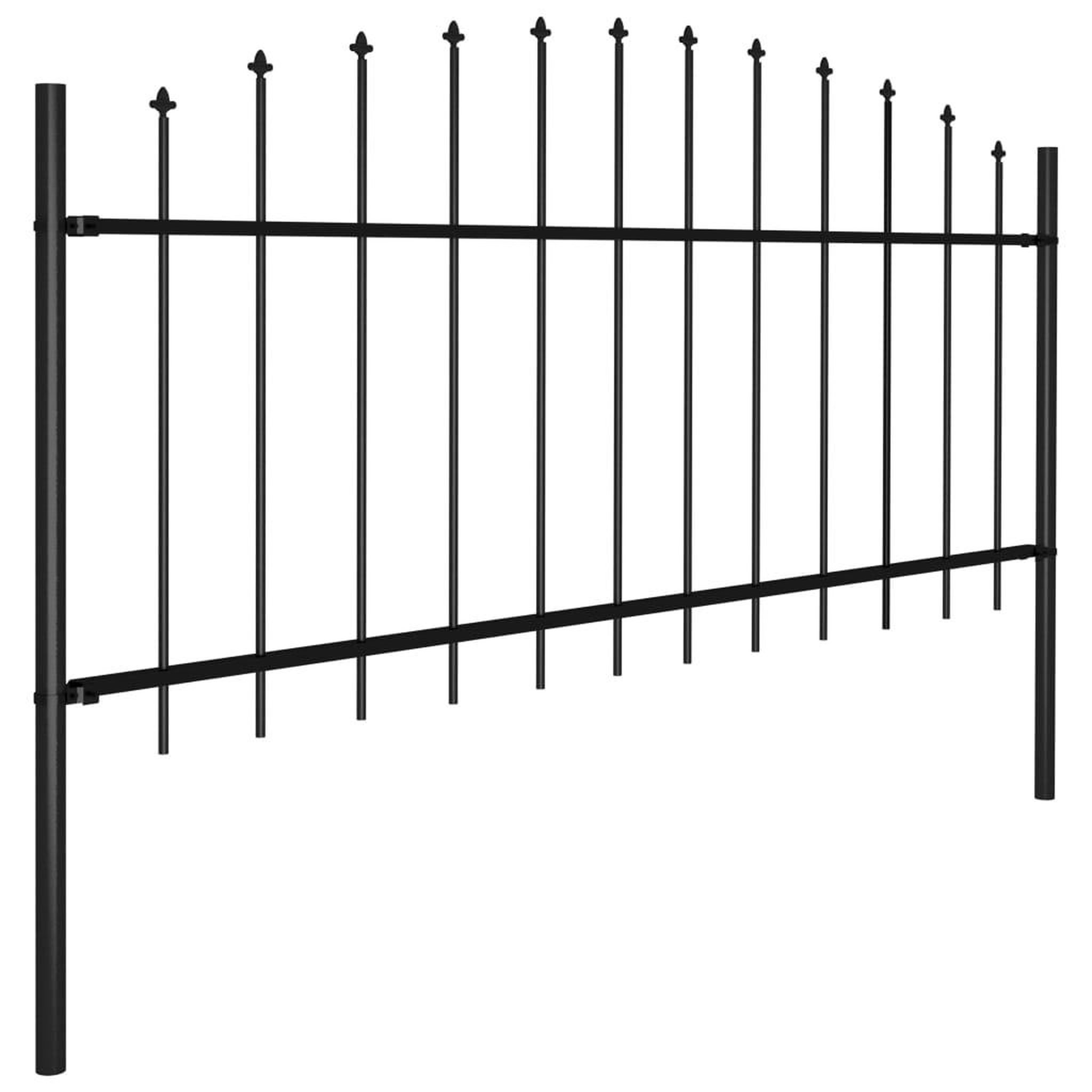 Voir la diapositive 3 : VIDAXL Cloture de jardin a dessus en lance Acier (0,5-0,75)x15,3m Noir