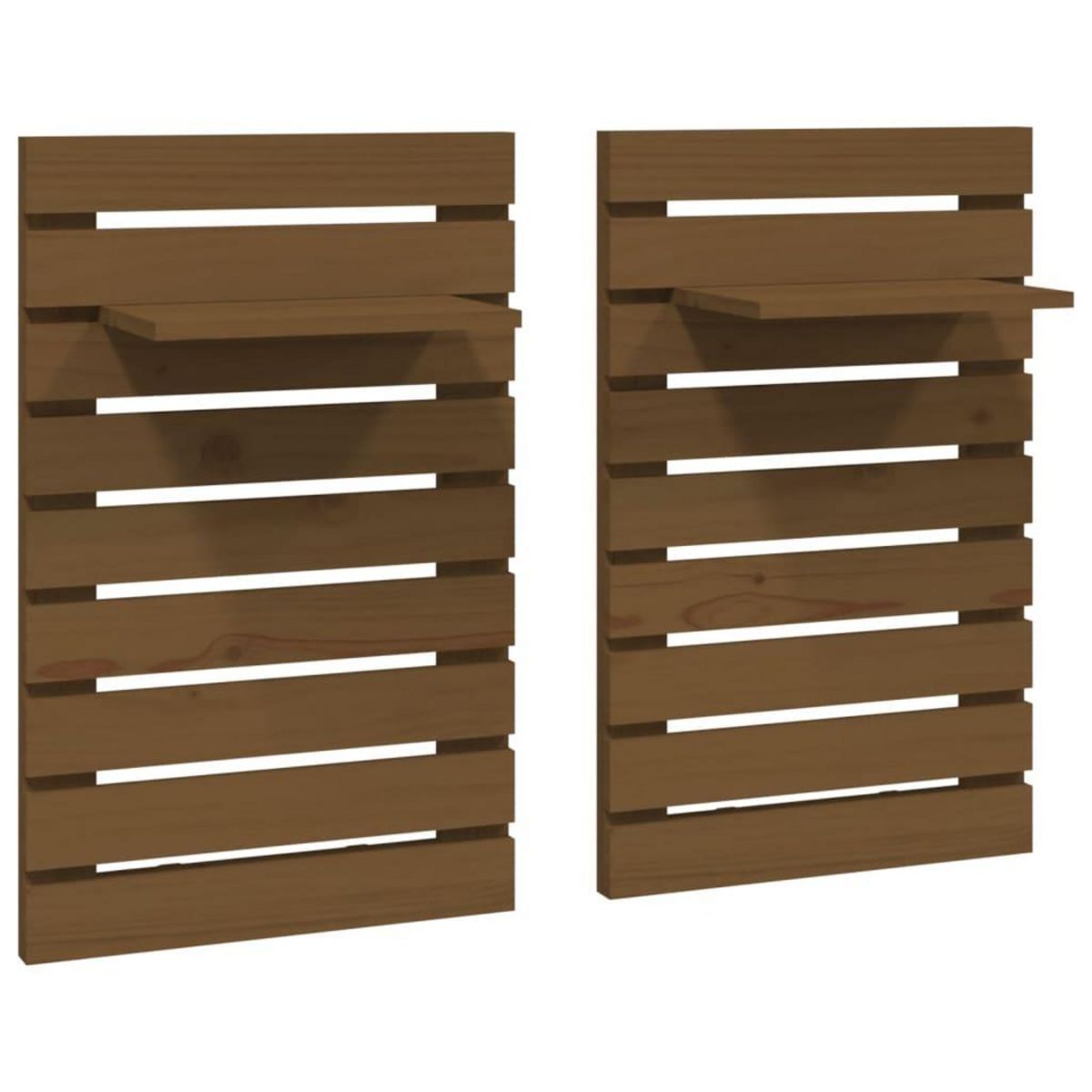 VIDAXL Etageres de chevet murales 2 pcs Marron miel Bois de pin massif