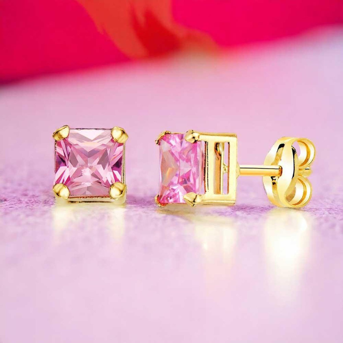 L'ATELIER D'AZUR Boucles d'Oreilles Or 18 Carats 750/000 - Zirconiums Roses