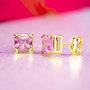 Voir la diapositive 3 : L'ATELIER D'AZUR Boucles d'Oreilles Or 18 Carats 750/000 - Zirconiums Roses