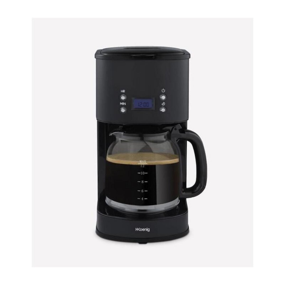 HKOENIG Cafetiere programmable - HKoeNIG - MG32 - 1,5 L (12 tasses) - 1000 W - Ecran LCD - Maintien au chaud - Noir et acier inoxydable