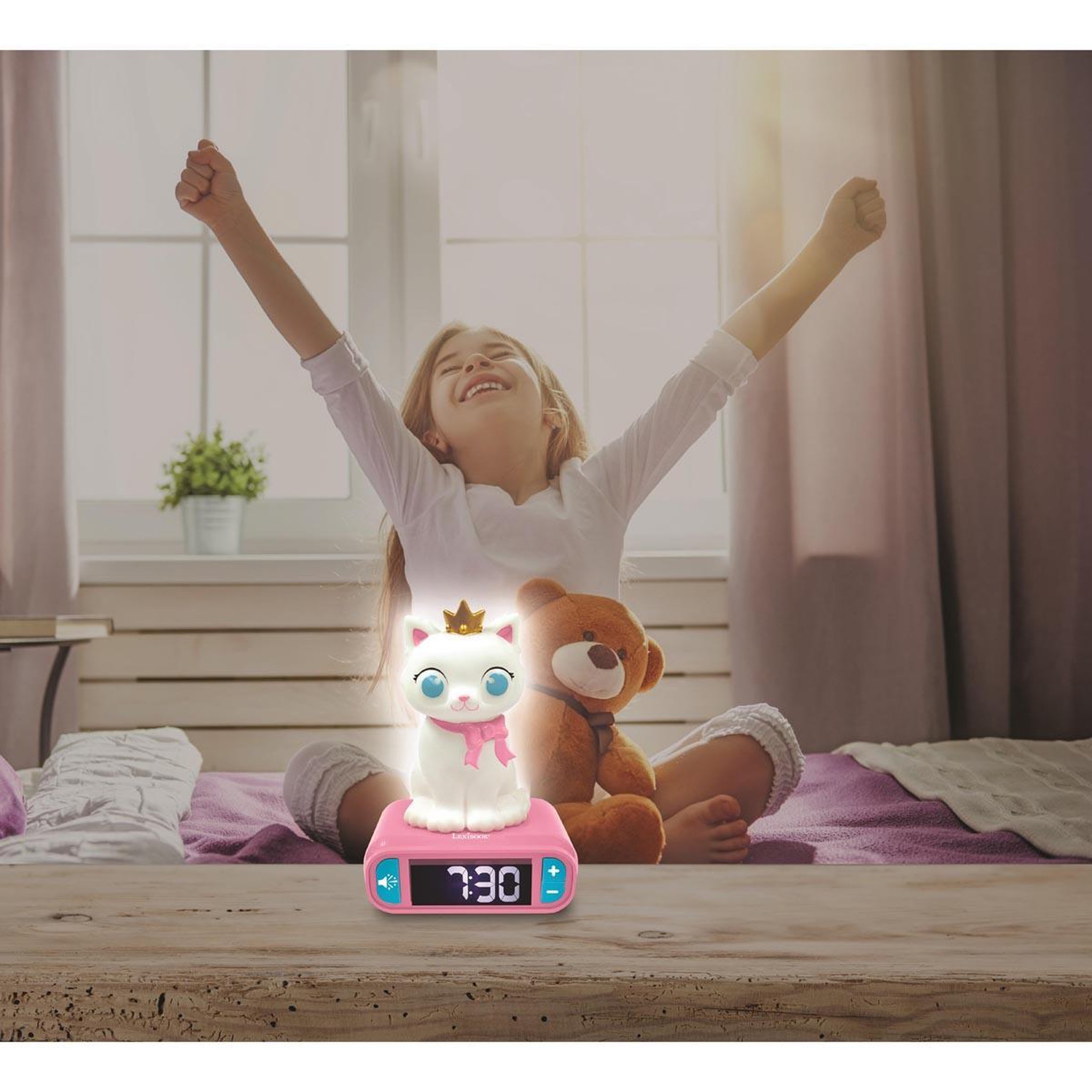 Voir la diapositive 5 : Lexibook Réveil avec Veilleuse Lumineuse Chat en 3D