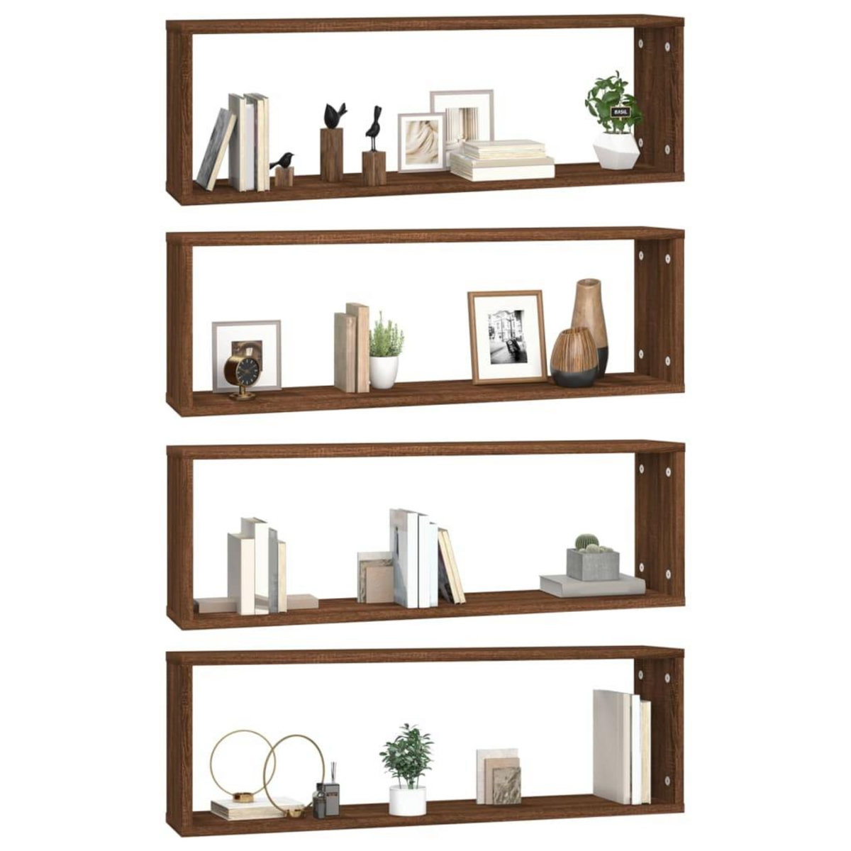 VIDAXL Etageres murales cubiques 4 pcs Chene marron 80x15x26,5 cm