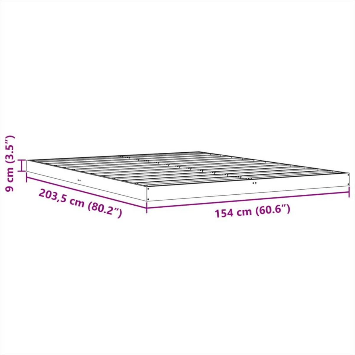 VIDAXL Cadre de lit sans matelas cire marron 150x200cm bois pin massif