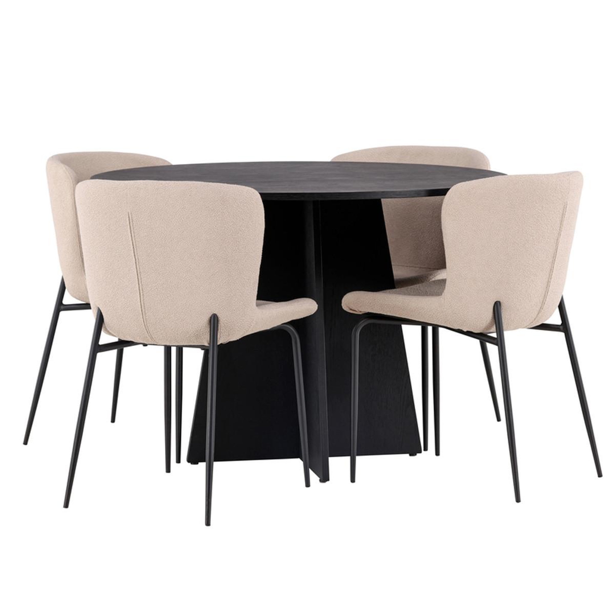 Paris Prix Ensemble table à manger & 4 chaises  bootcut & modesto  110cm noir & beige