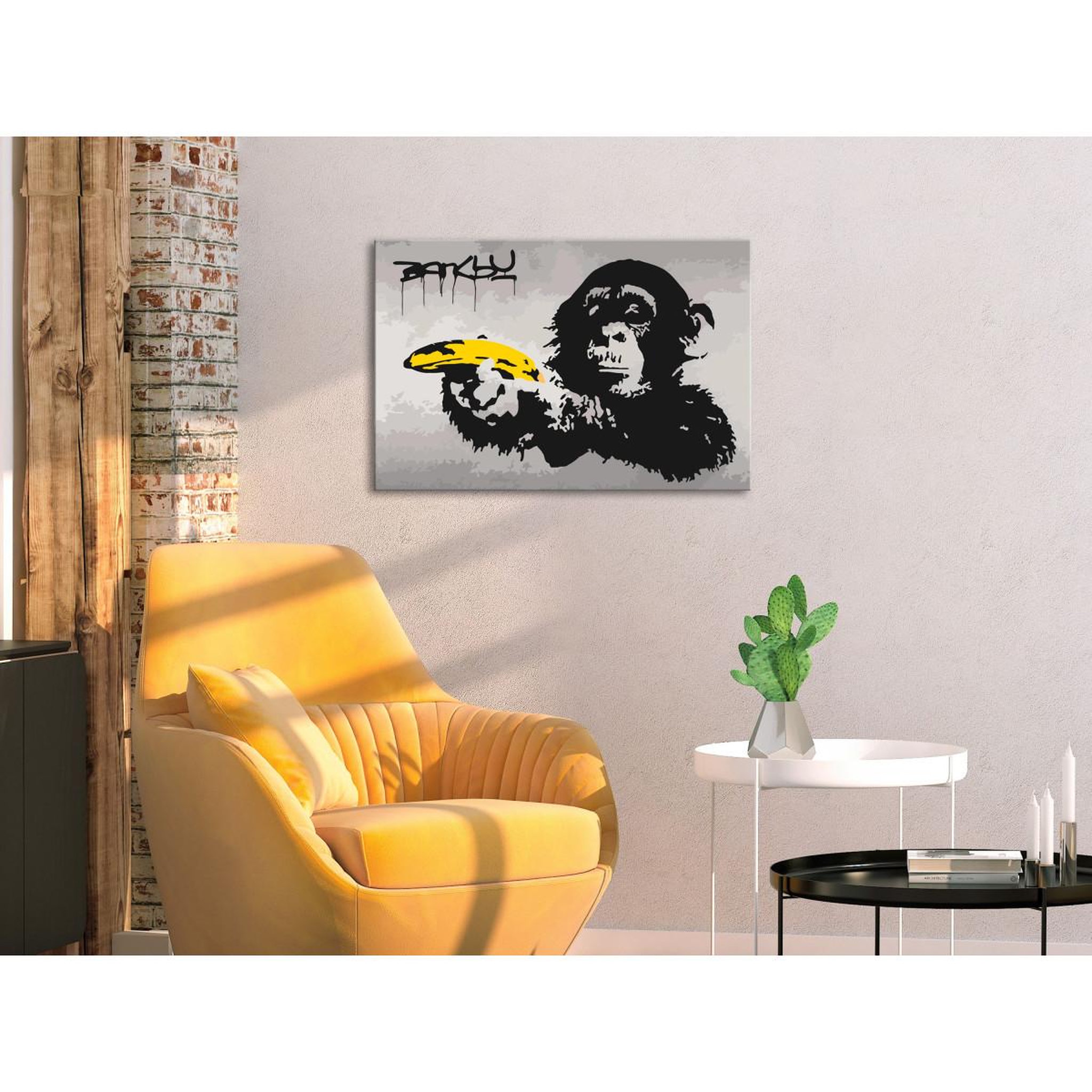 Voir la diapositive 2 : Paris Prix Tableau à Peindre Soi-Même  Singe - Banksy - Street Art Graffiti  40x60cm