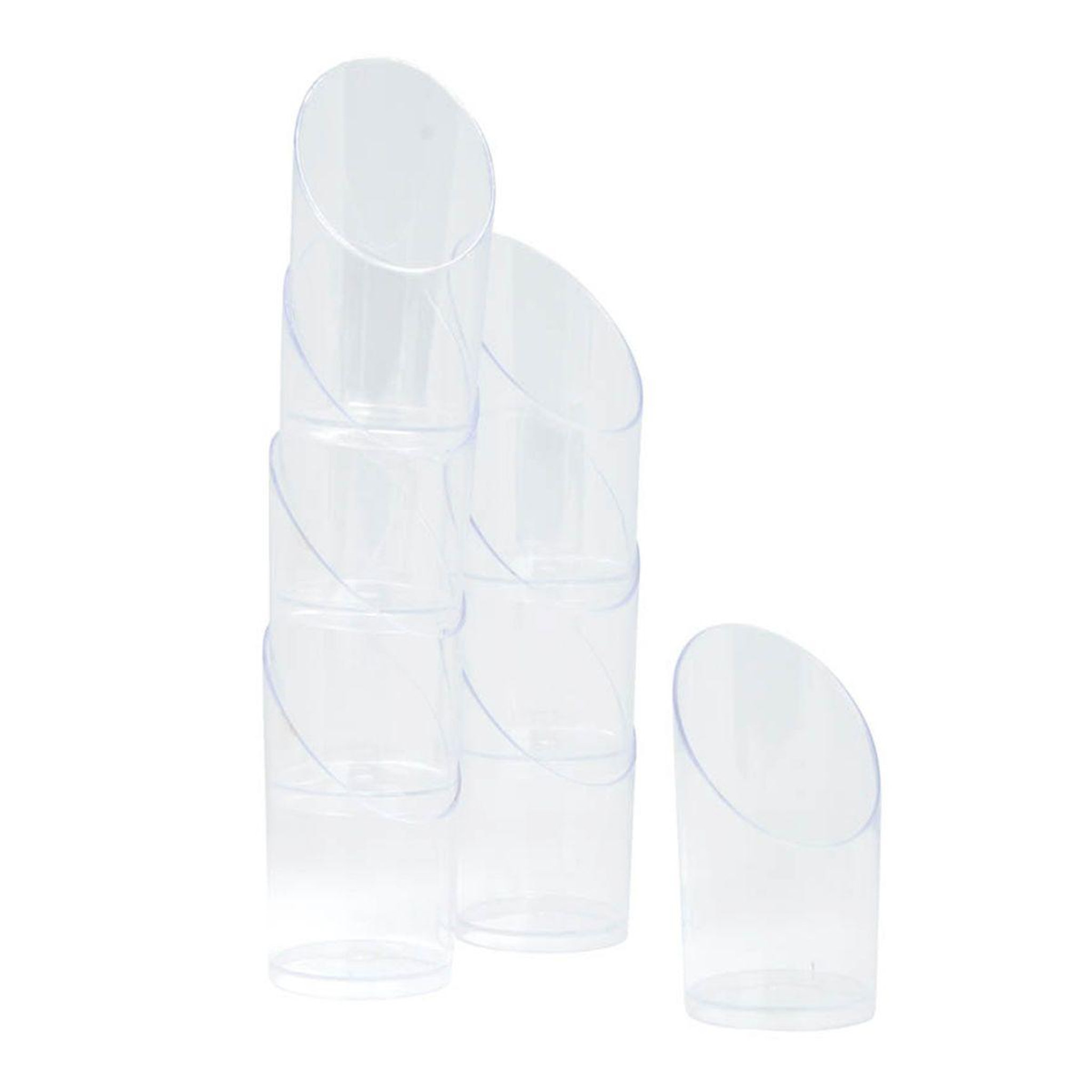 HOMEA Lot de 8 verrines en plastique réutilisable  bambou  30ml transparent