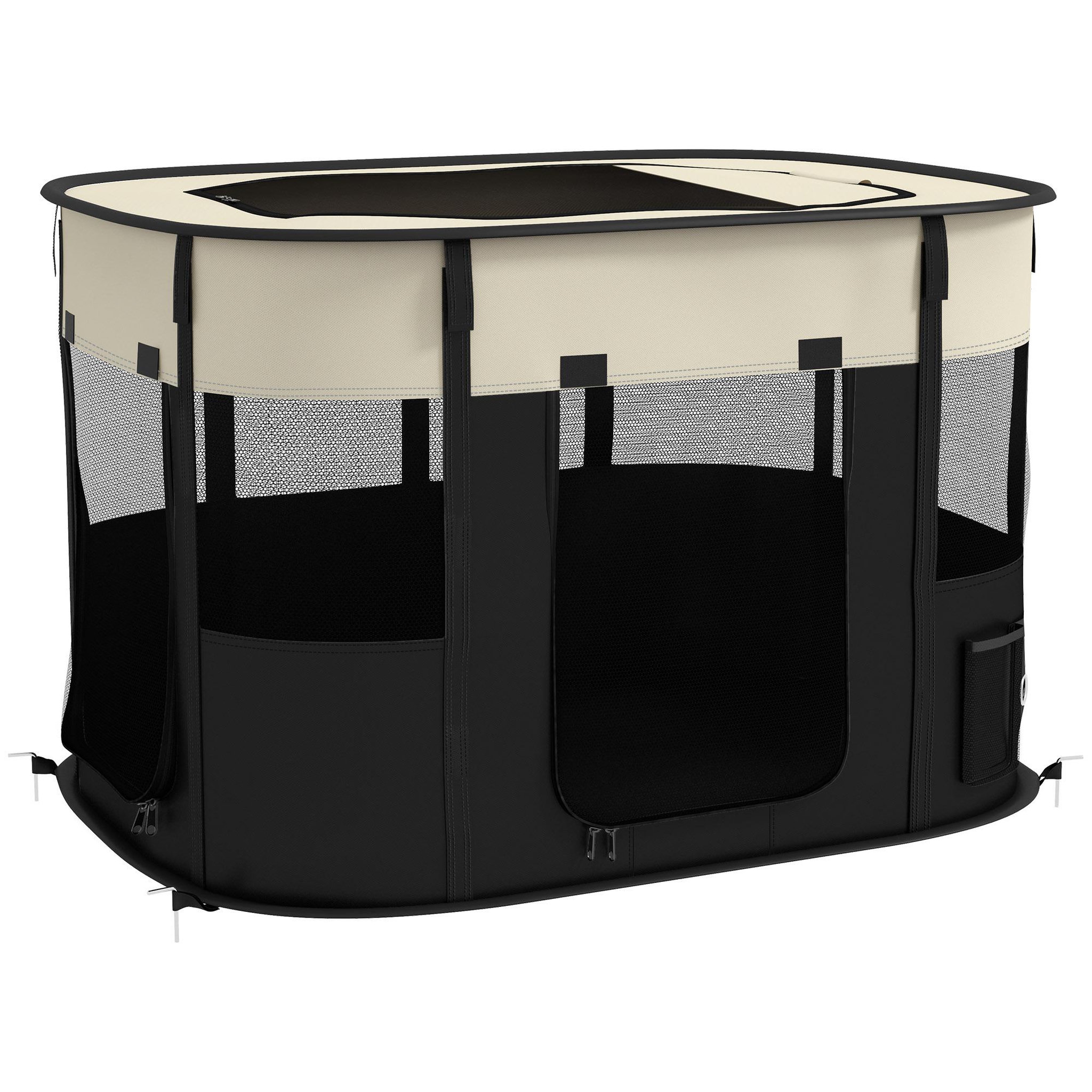 PAWHUT Parc pour chien pliable dim. 94l x 74l x 60h cm tissu oxford crème noir