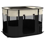 PAWHUT Parc pour chien pliable dim. 94L x 74l x 60H cm tissu Oxford crème noir