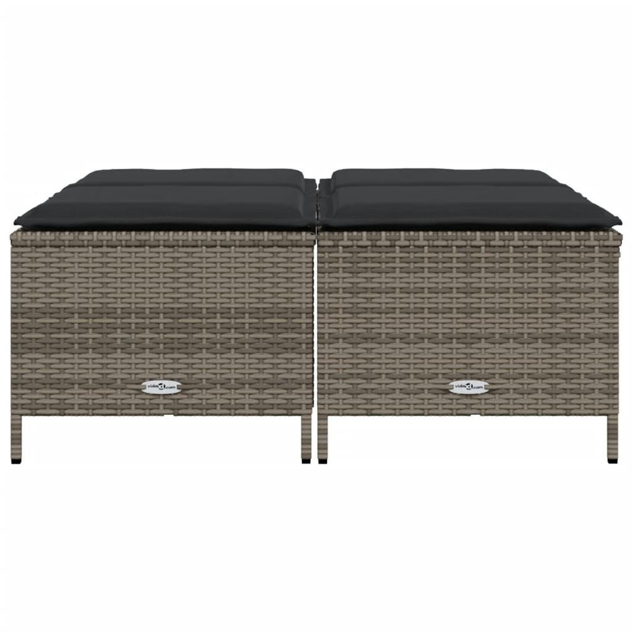 Voir la diapositive 3 : VIDAXL Tabourets de jardin avec coussins lot de 4 gris resine tressee