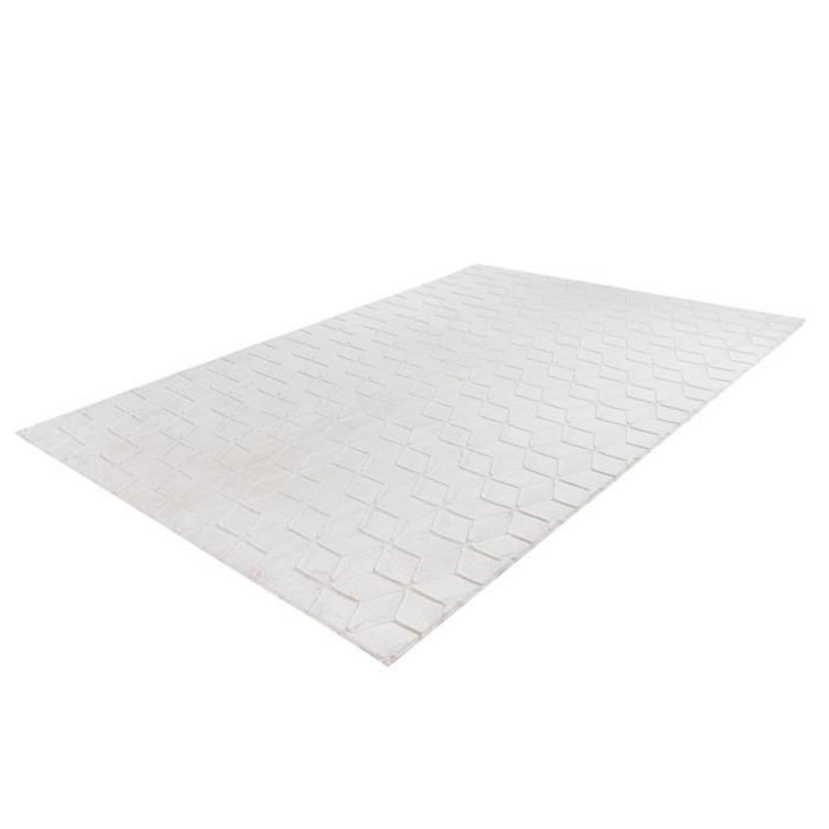 Paris Prix Tapis Shaggy Effet 3D  Vivica  Blanc & Crème