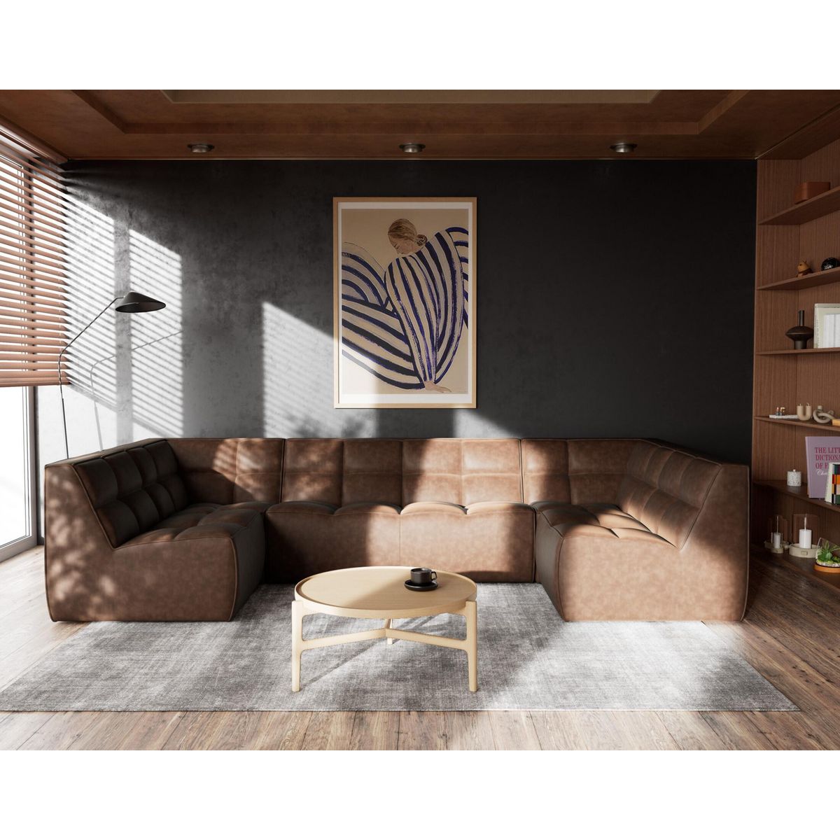 LISA DESIGN Alya - canapé modulable panoramique 7 places en simili