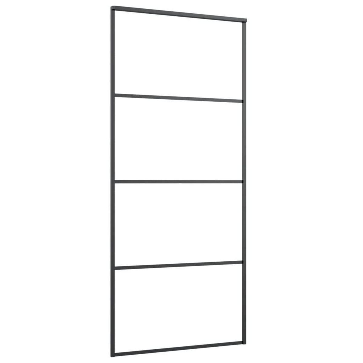 VIDAXL Porte coulissante Aluminium et verre ESG 90x205 cm Noir