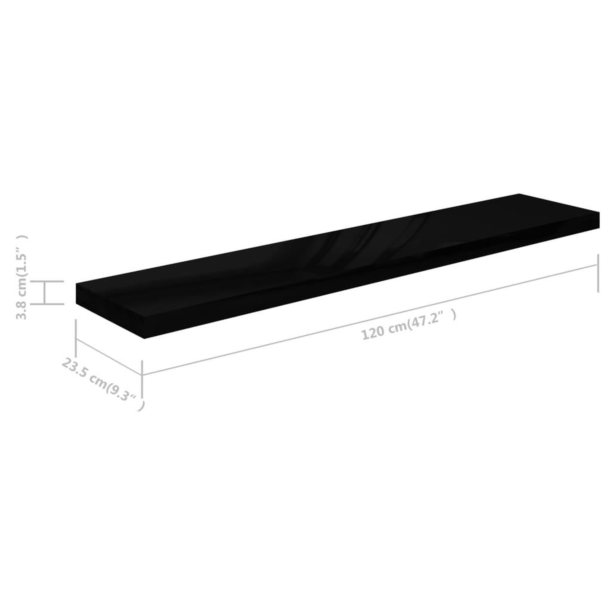 Voir la diapositive 6 : VIDAXL Etagere murale flottante 2 pcs Noir brillant 120x23,5x3,8cm MDF