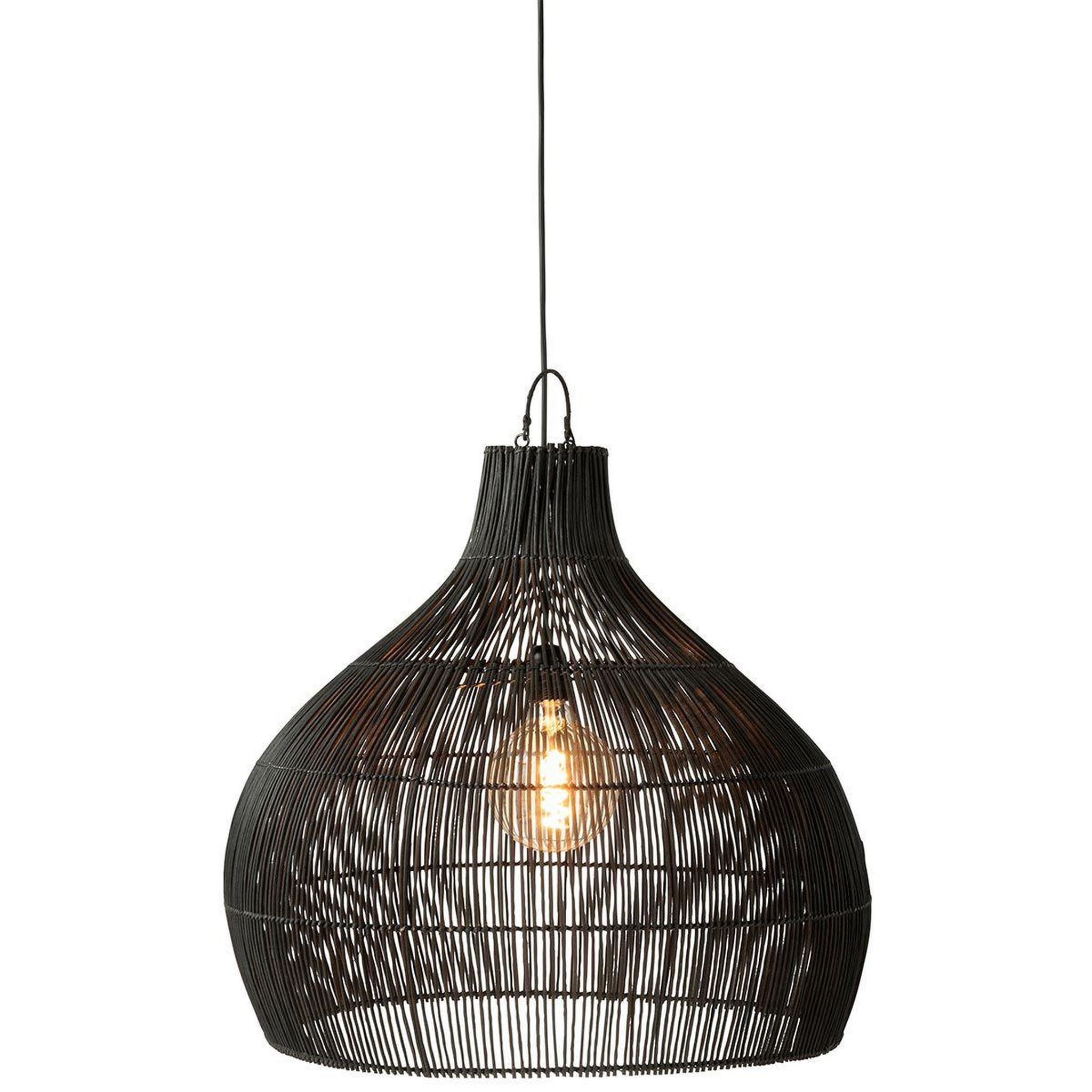Voir la diapositive 3 : J-LINE Abat-jour poire en rotin  lyna  83cm noir