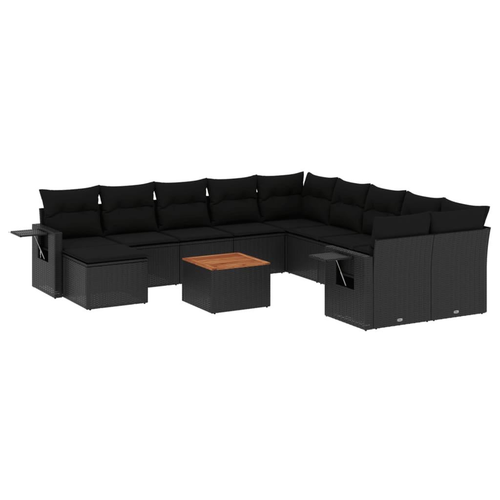 Voir la diapositive 2 : VIDAXL Salon de jardin 12 pcs avec coussins noir resine tressee