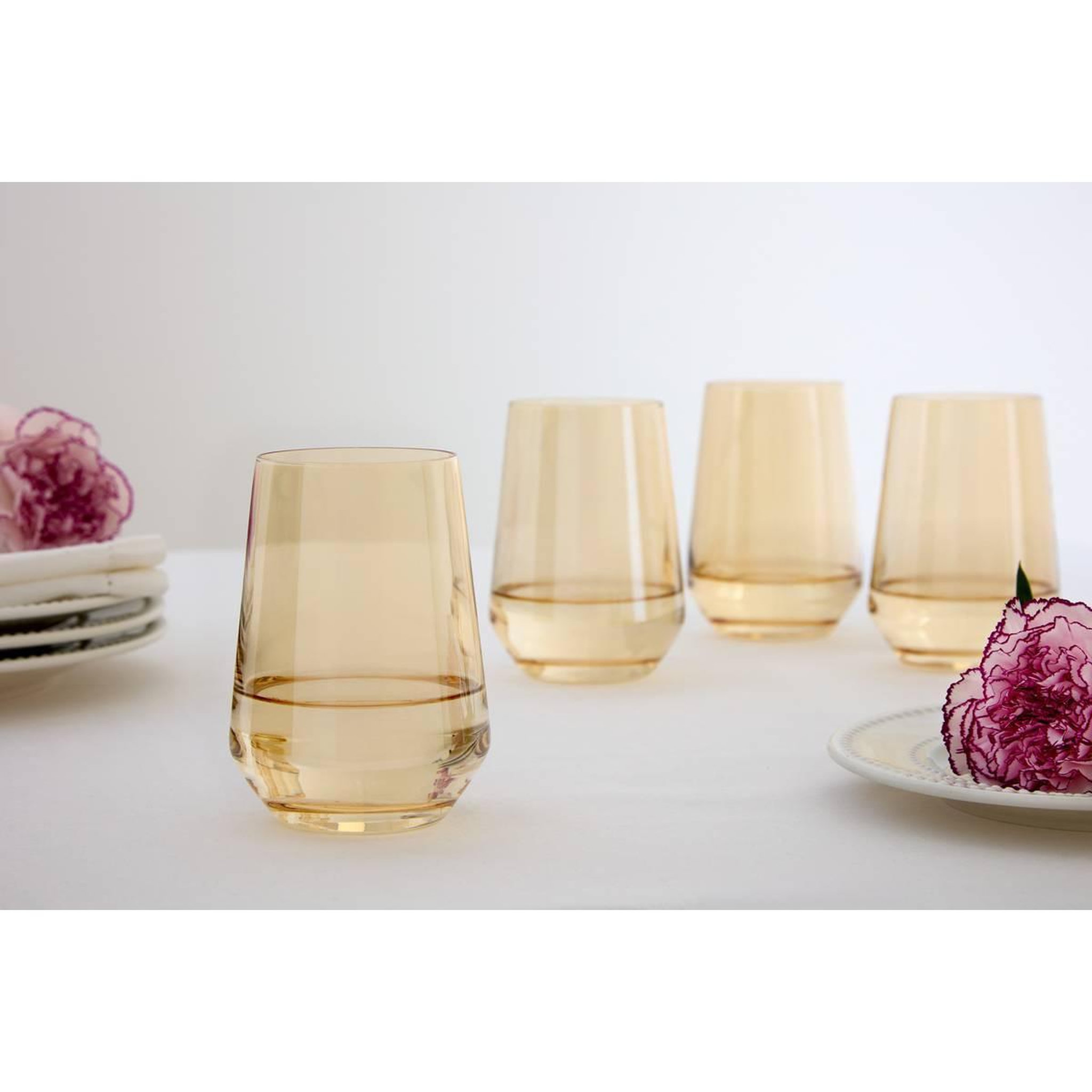 Voir la diapositive 4 : SECRET DE GOURMET Lot de 4 verres à eau  ambre  41cl ambre