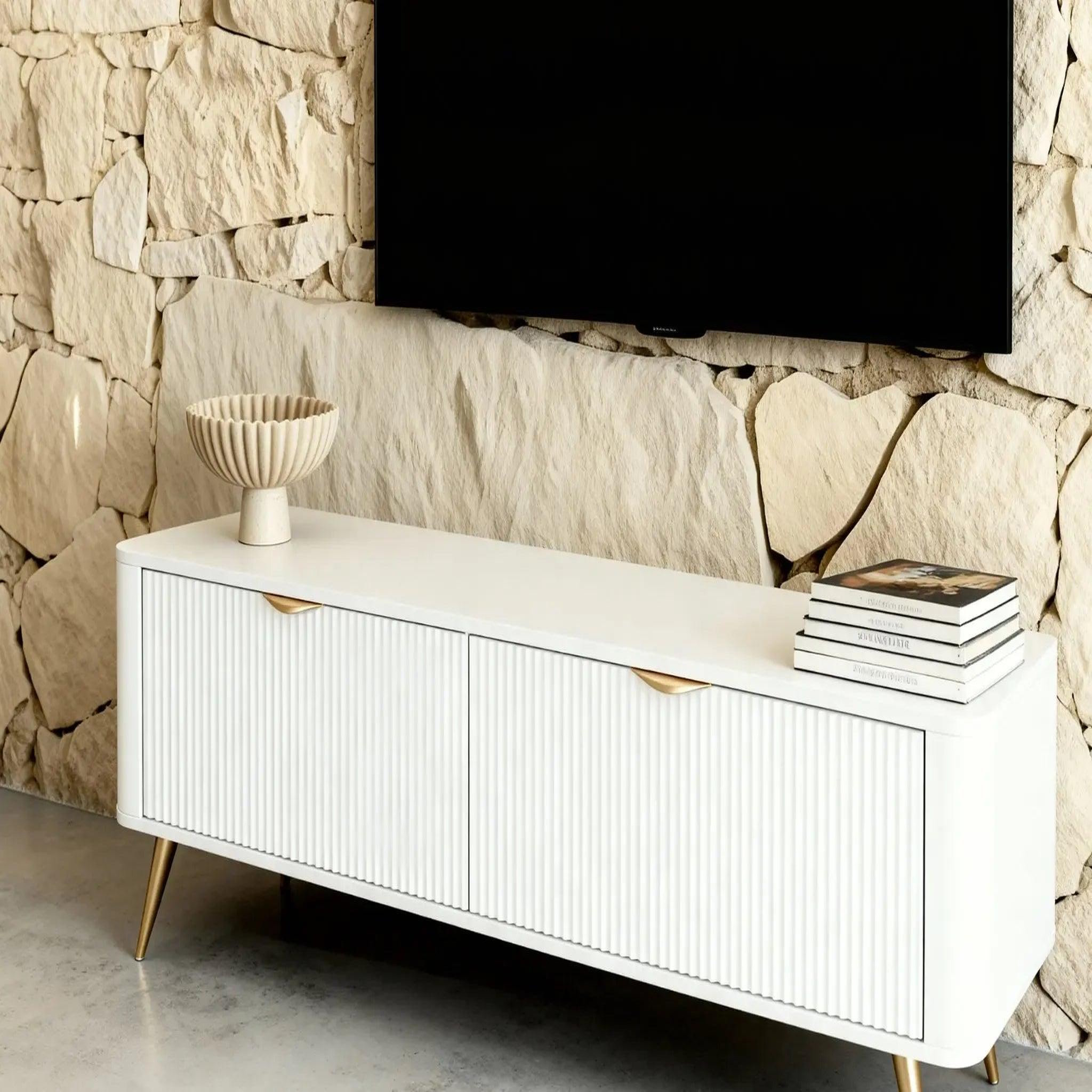 Voir la diapositive 3 : CASANOVA PARIS Joudy mini - mini meuble tv 163cmeffet rainuré