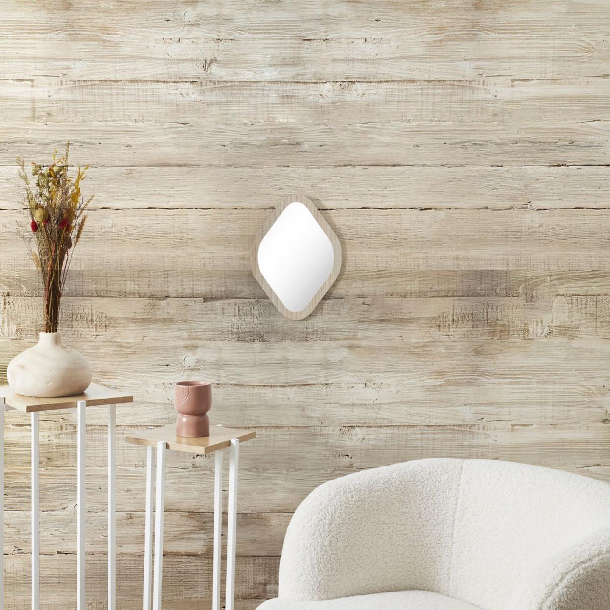 Voir la diapositive 3 : The Home Deco Factory Miroir Déco Losange  Elio  34cm Naturel