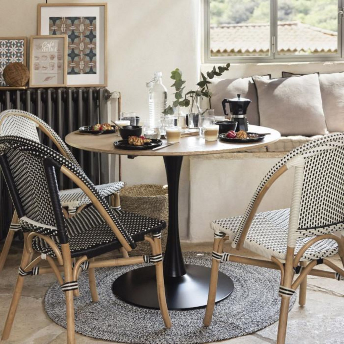 ATMOSPHERA Tapis Déco Tressé  Café  120cm Noir