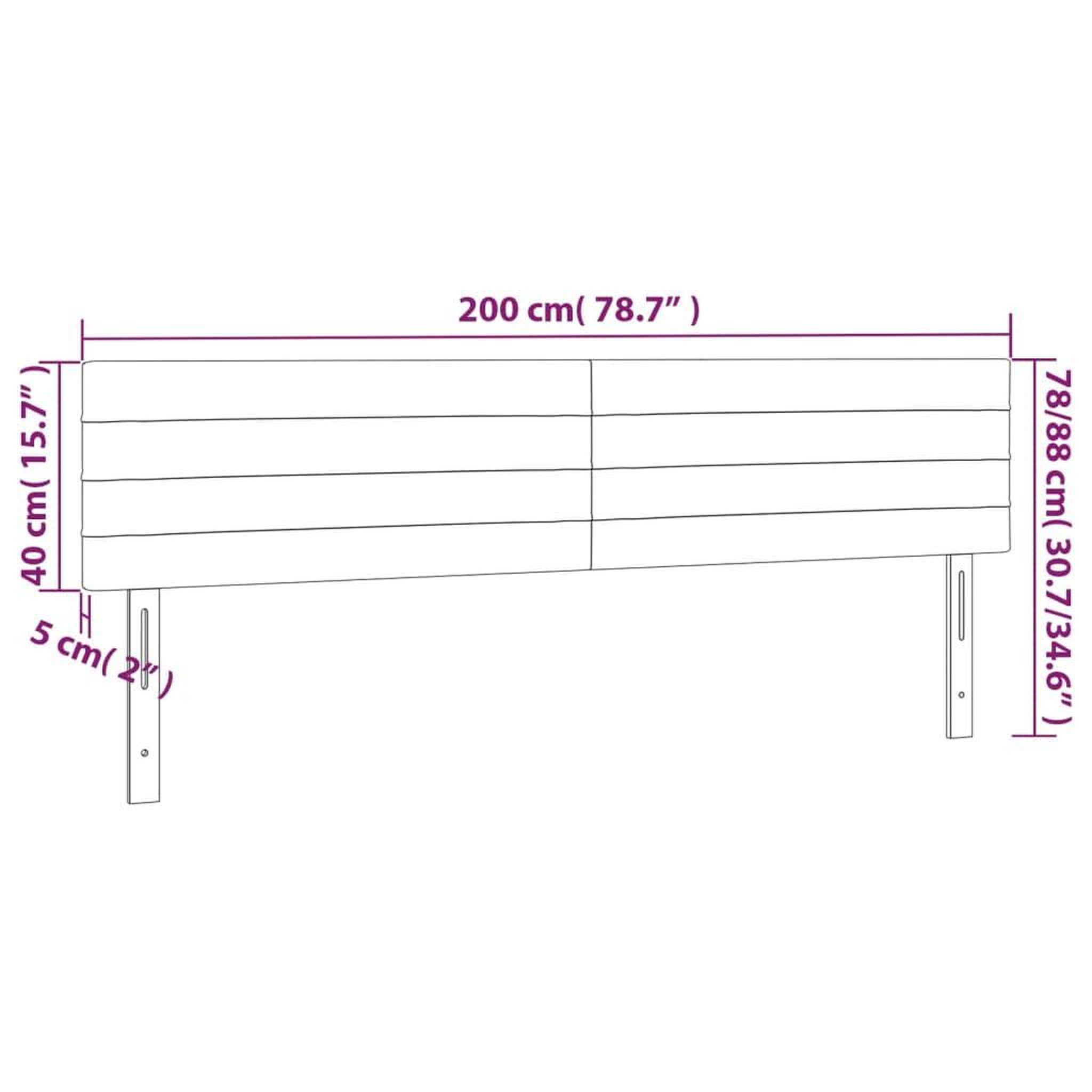 Voir la diapositive 6 : VIDAXL Tete de lit a LED Rose 200x5x78/88 cm Velours