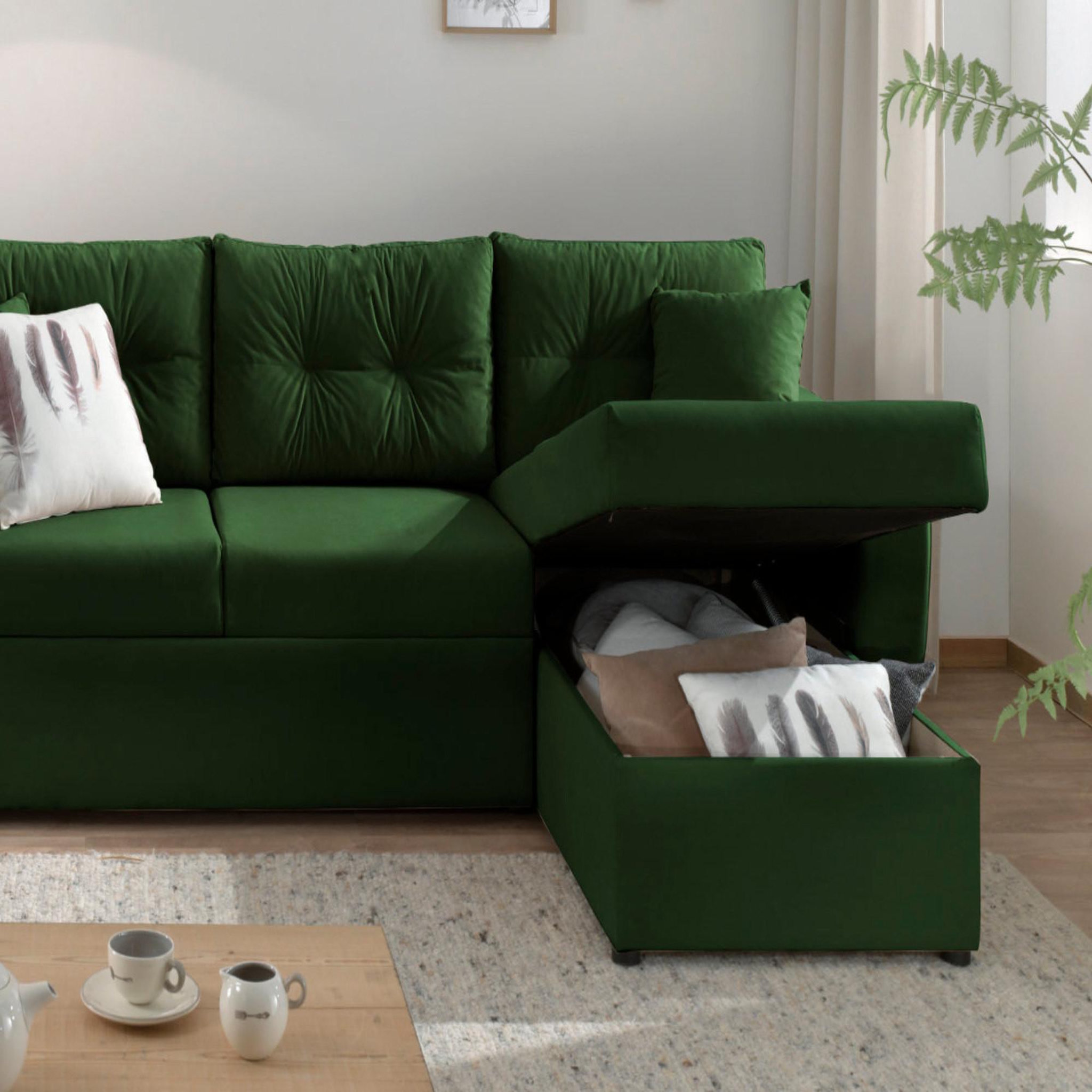 Voir la diapositive 4 : BEST MOBILIER Astoria - canapé d'angle réversible - convertible avec coffre - style contemporain- 4 places