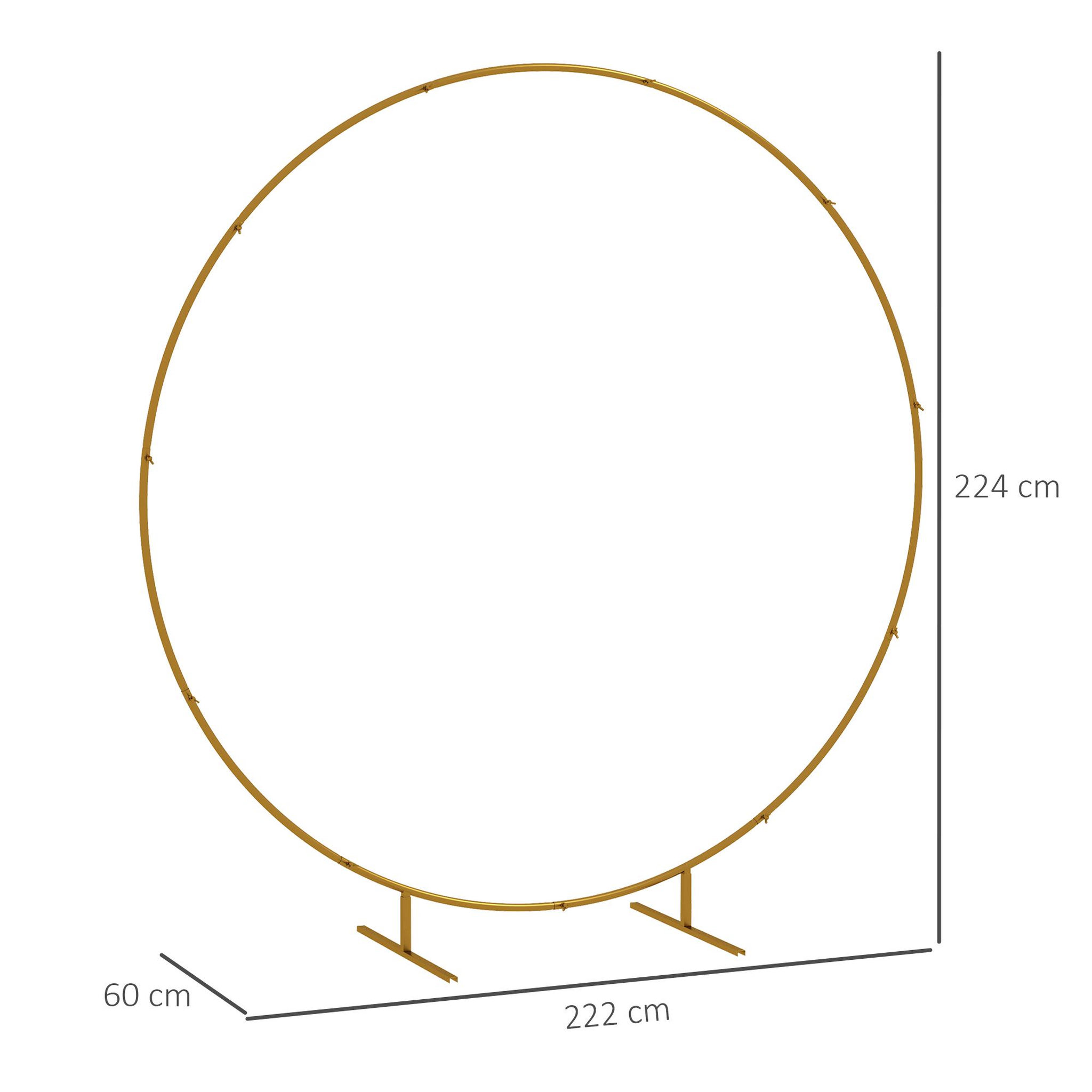 Voir la diapositive 3 : OUTSUNNY Arche décorative - arche de mariage - arche de ballon - dim. 222L x 60l x 224H cm - acier doré