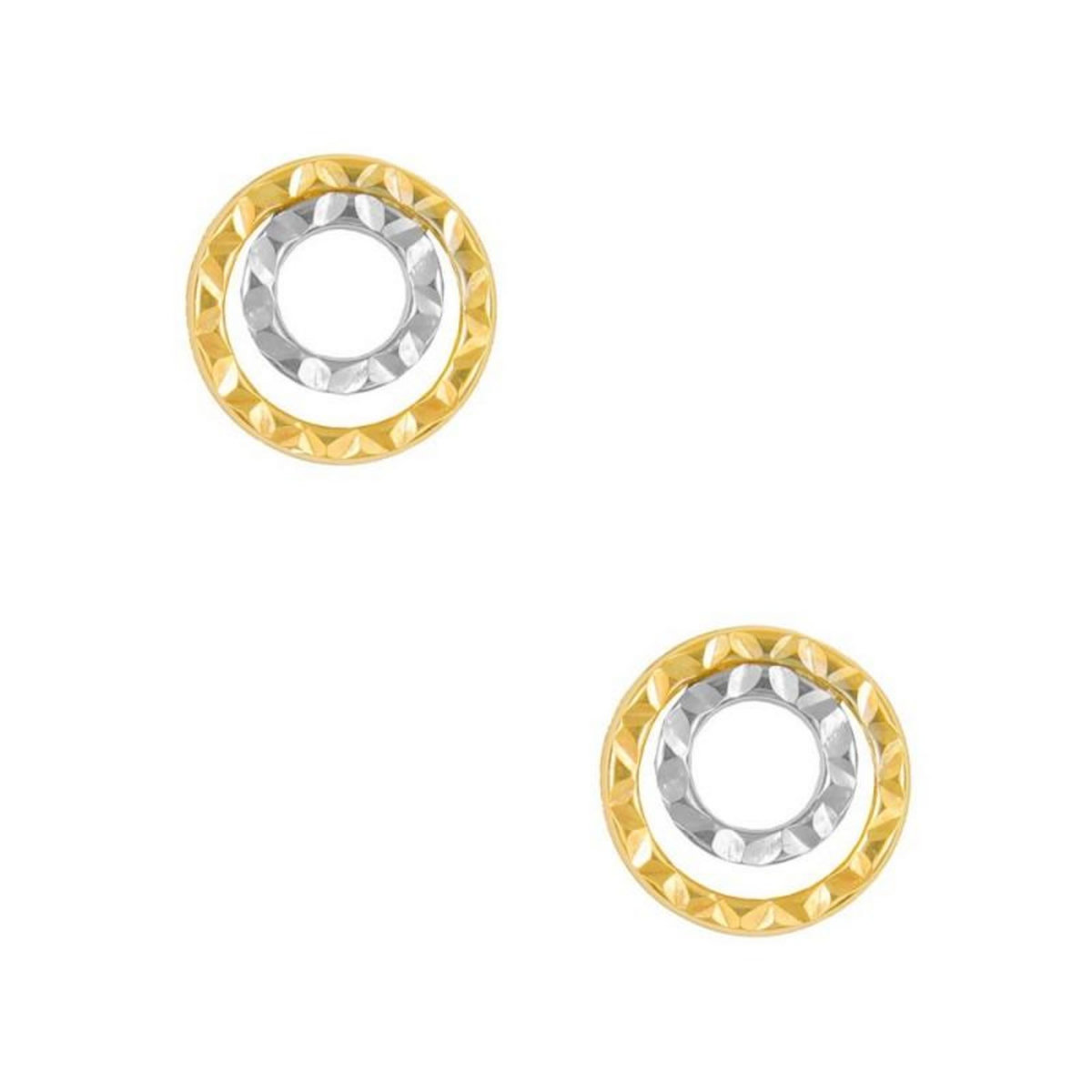 L'ATELIER D'AZUR Boucles d'Oreilles Or Jaune et Blanc - Motif Cercles