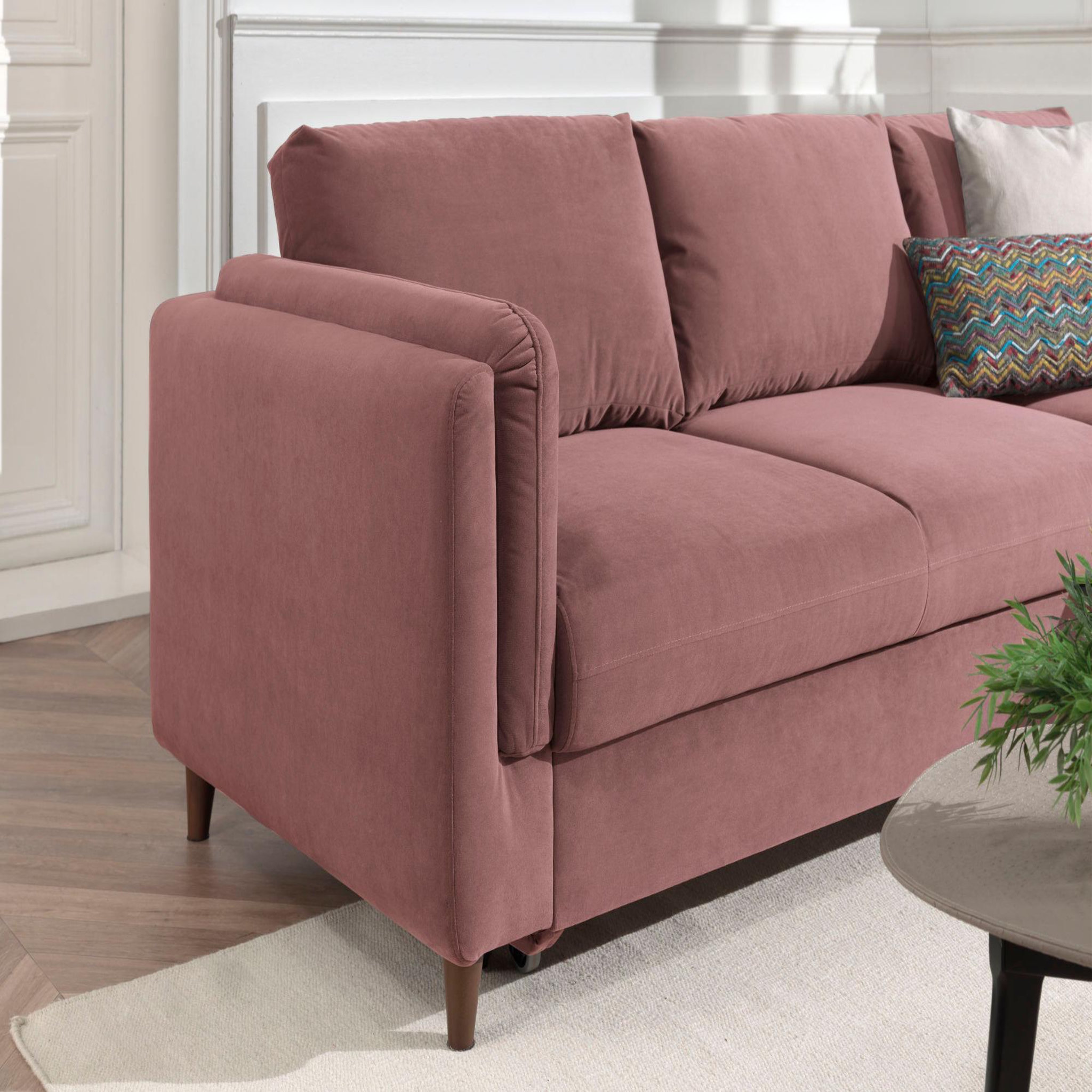Voir la diapositive 5 : BEST MOBILIER Brooke - canapé d'angle droit - convertible avec coffre - 4 places - en velours