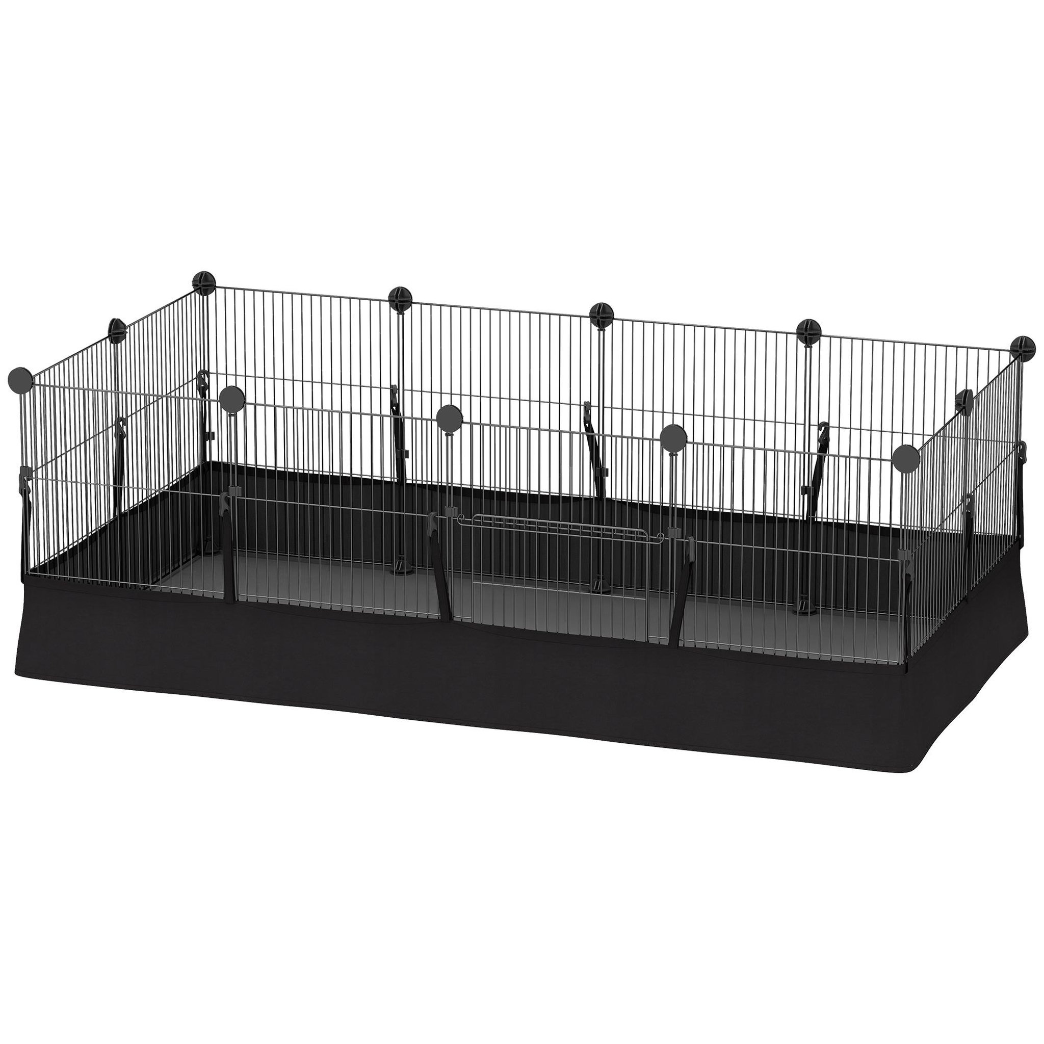 Voir la diapositive 5 : PAWHUT Enclos cage rongeur 12 panneaux modulables acier - tapis étanche - 120x60x40cm - noir