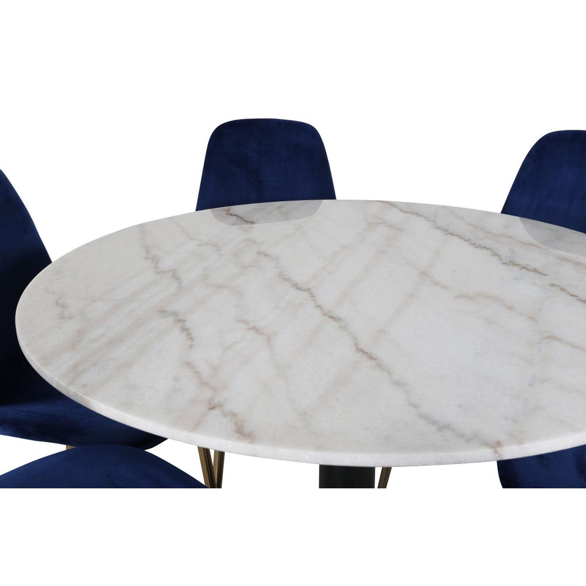 Voir la diapositive 2 : Paris Prix Ensemble table à manger & 6 chaises  estelle i & polar ii  106cm blanc & bleu