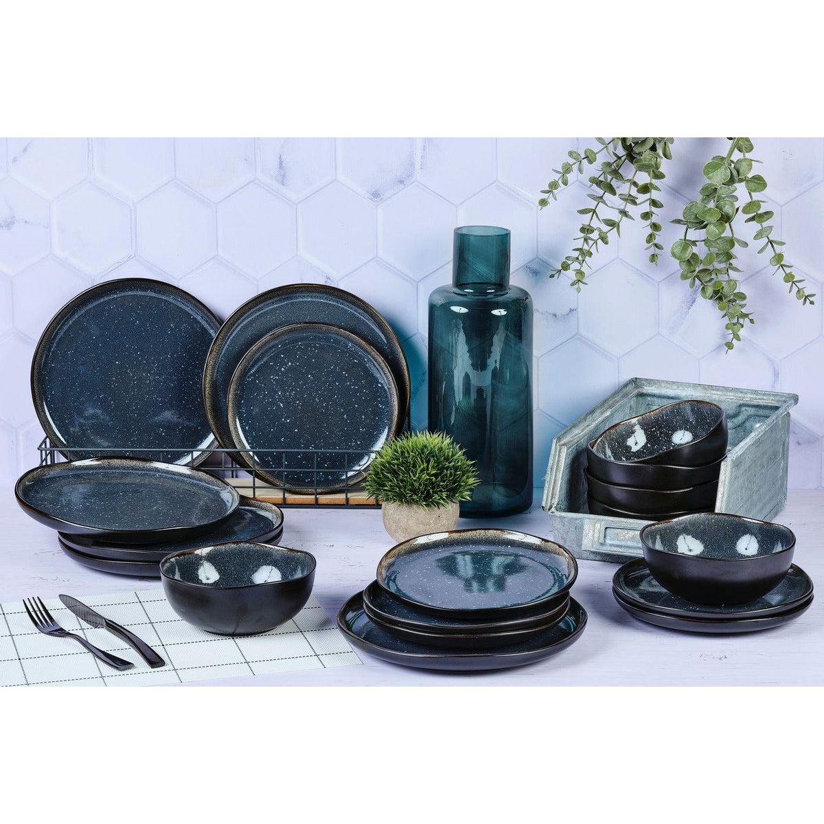 BJORN Service Les Essentiels IRIS - 18 pièces - Bleu nuit