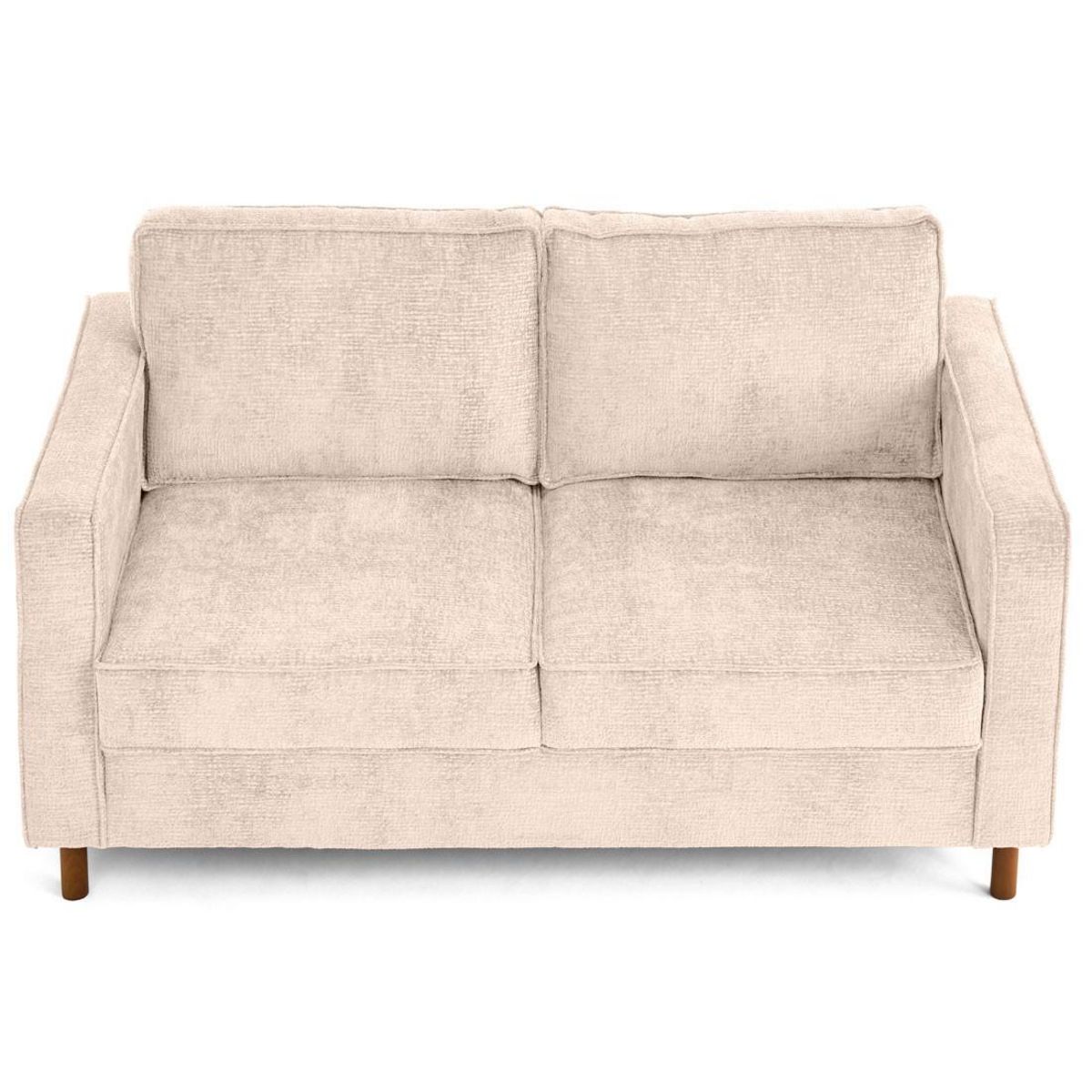 LISA DESIGN Jake - canapé droit 2 places en tissu velours relief - pieds en bois foncé