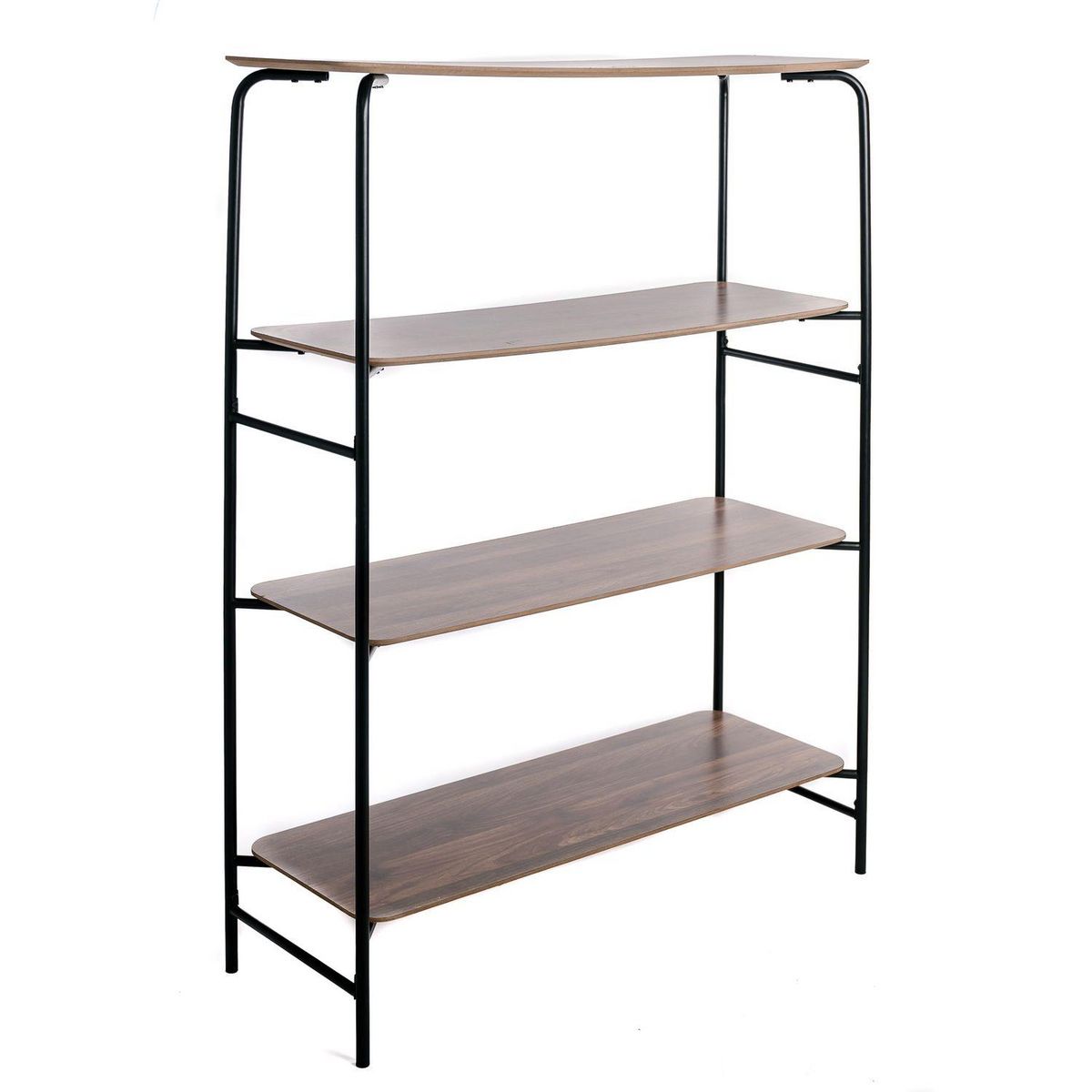 KB8 Etagère design 4 étages en MDF et Métal - Noir et Marron