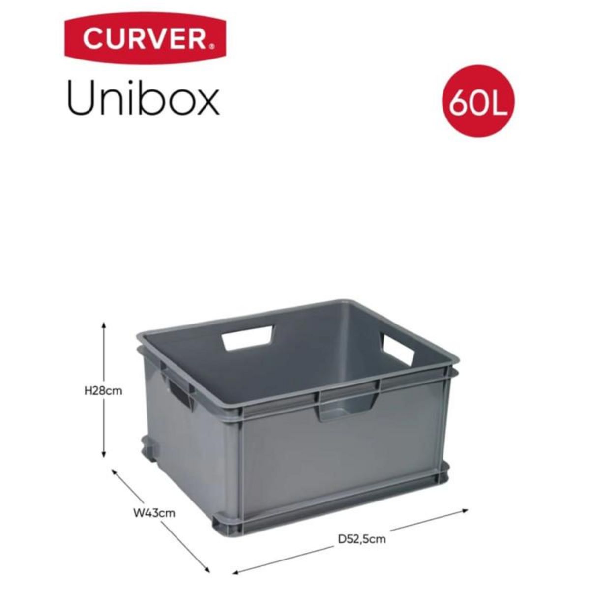 CURVER Curver Boîte de rangement Unibox XL 60 L Gris